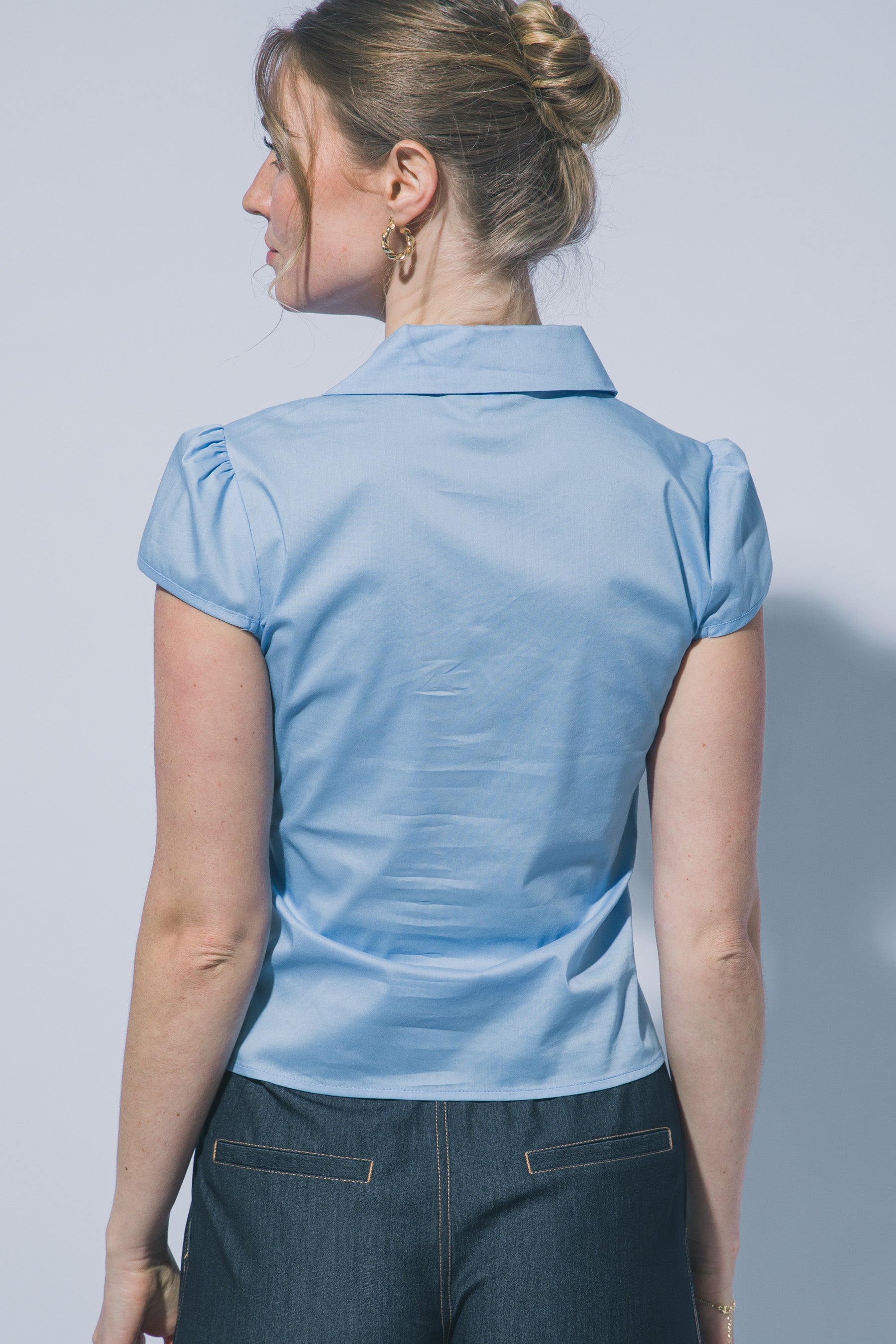 SOLID BUTTON DOWN BLOUSE