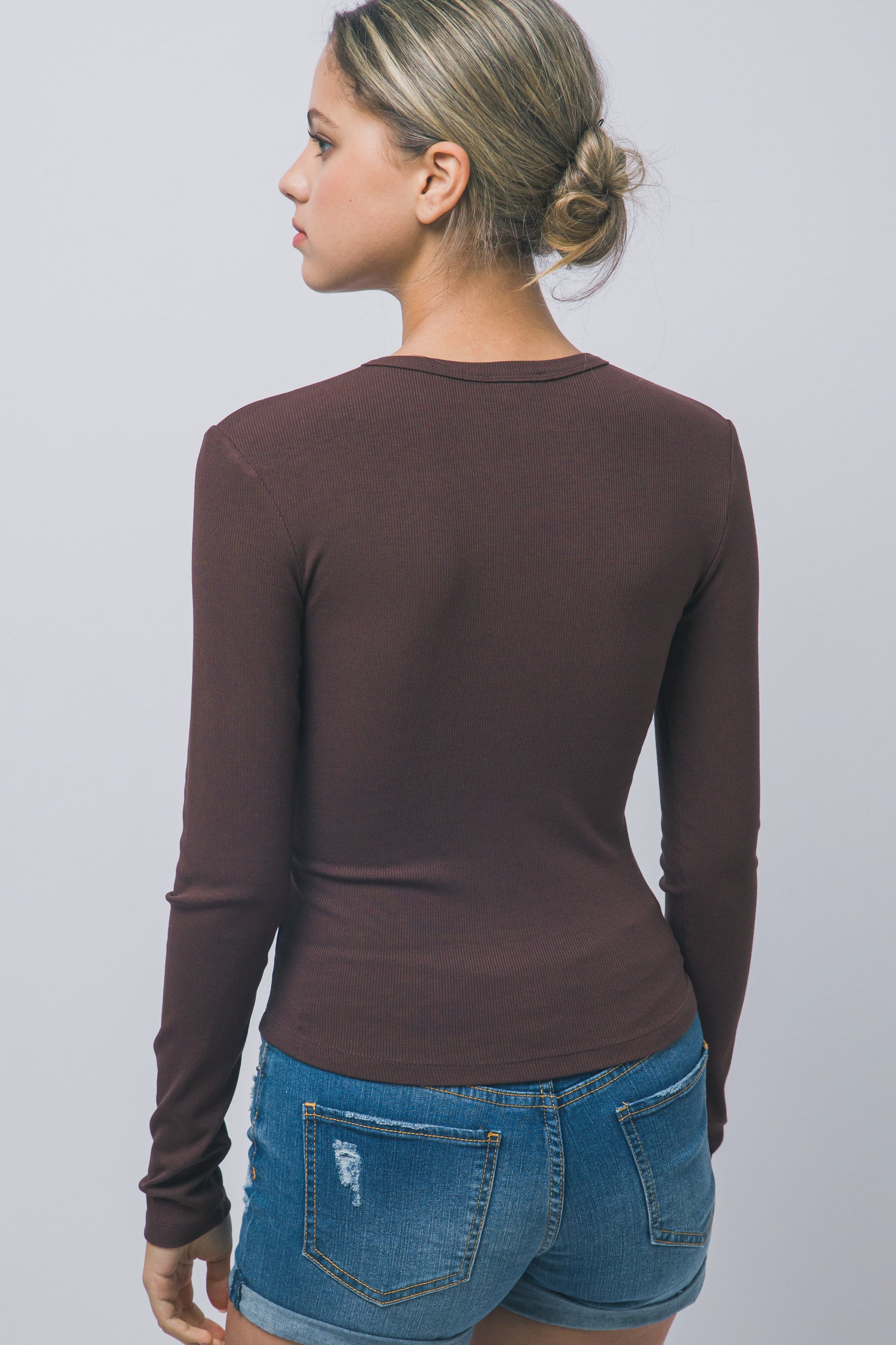 RIBBED KNIT BUTTON DOWN CARDIGAN