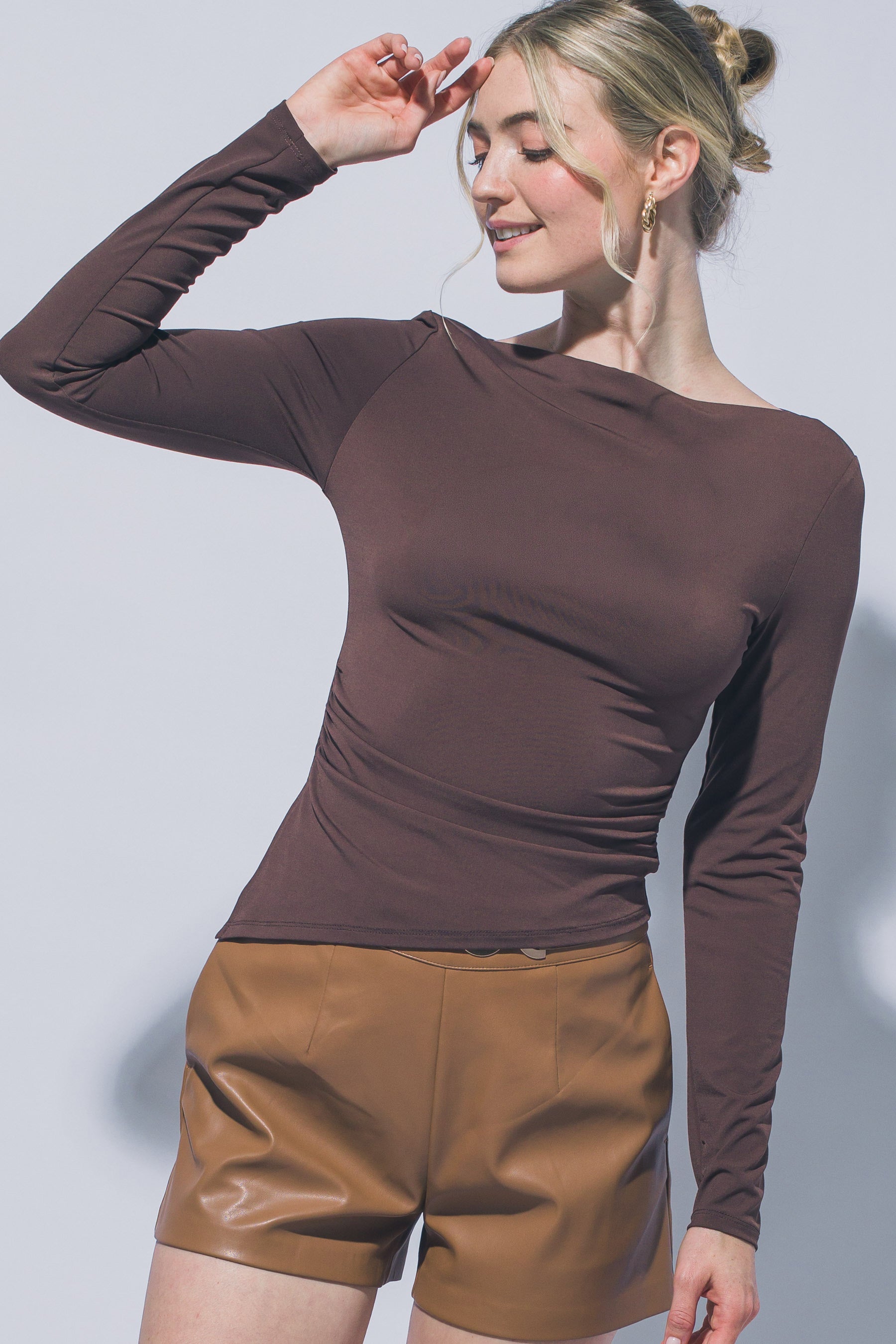 JERSEY SOLID BOAT NECK TOP