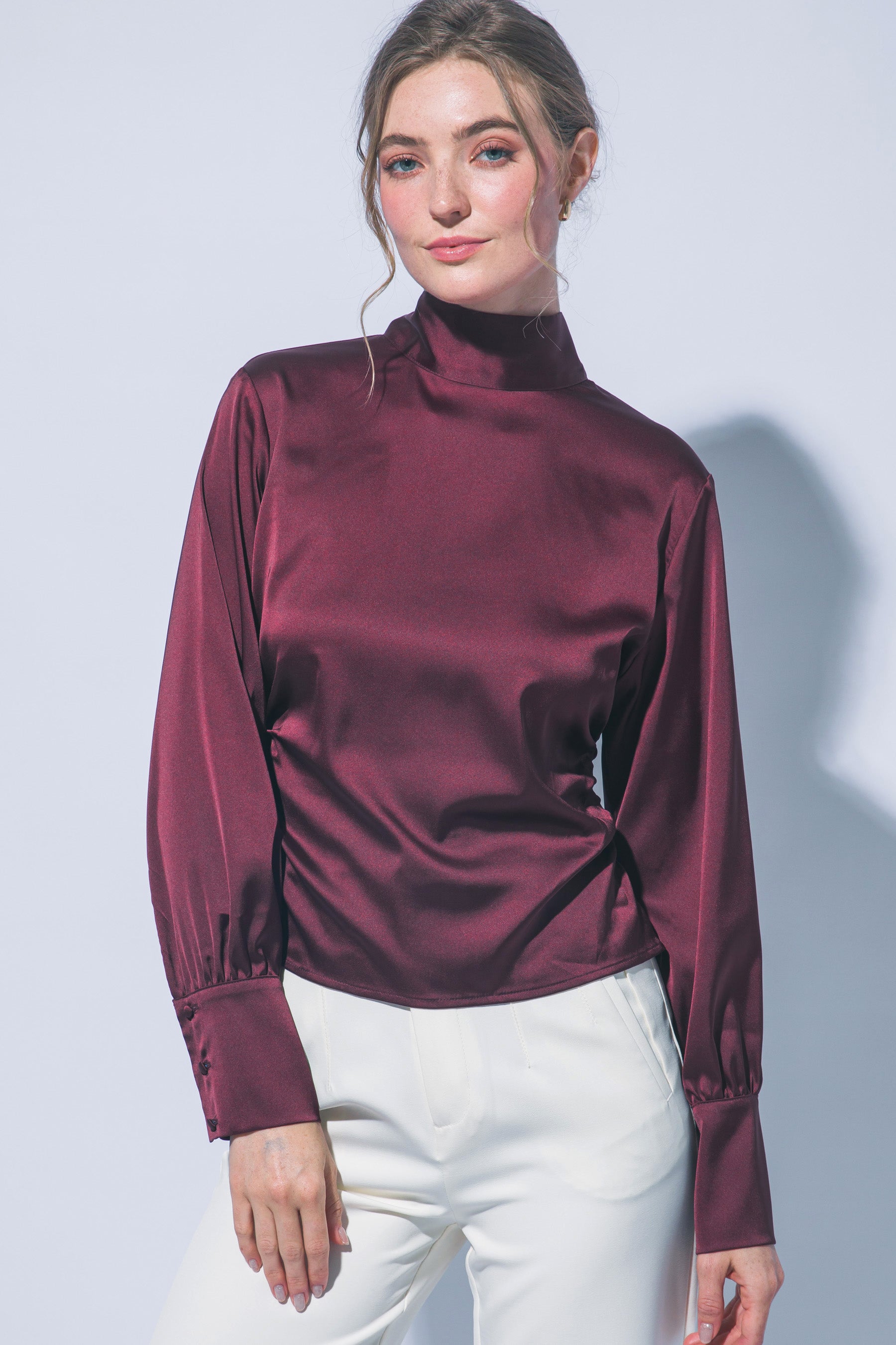 SOLID SCARF BLOUSE