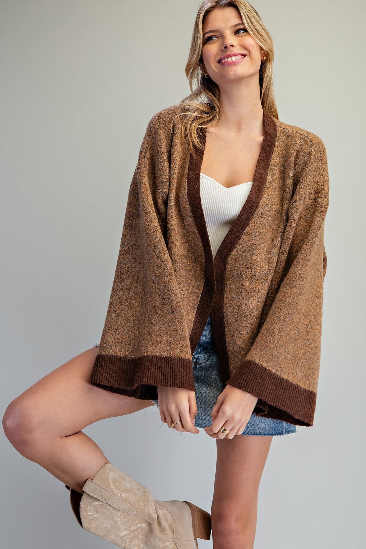 SKIING BEAR OPEN FRONT CARDIGAN
