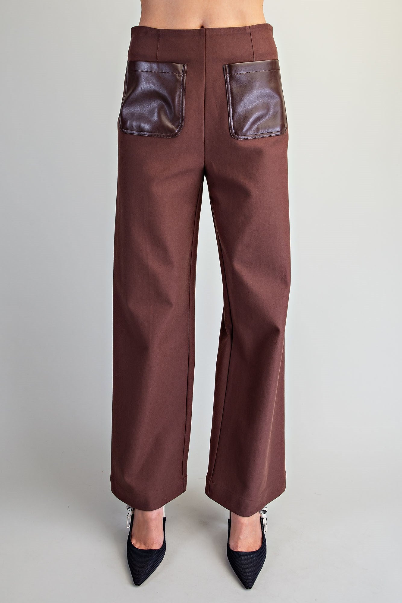 PLEATHER POCKET STRAIGHT LEG PANTS