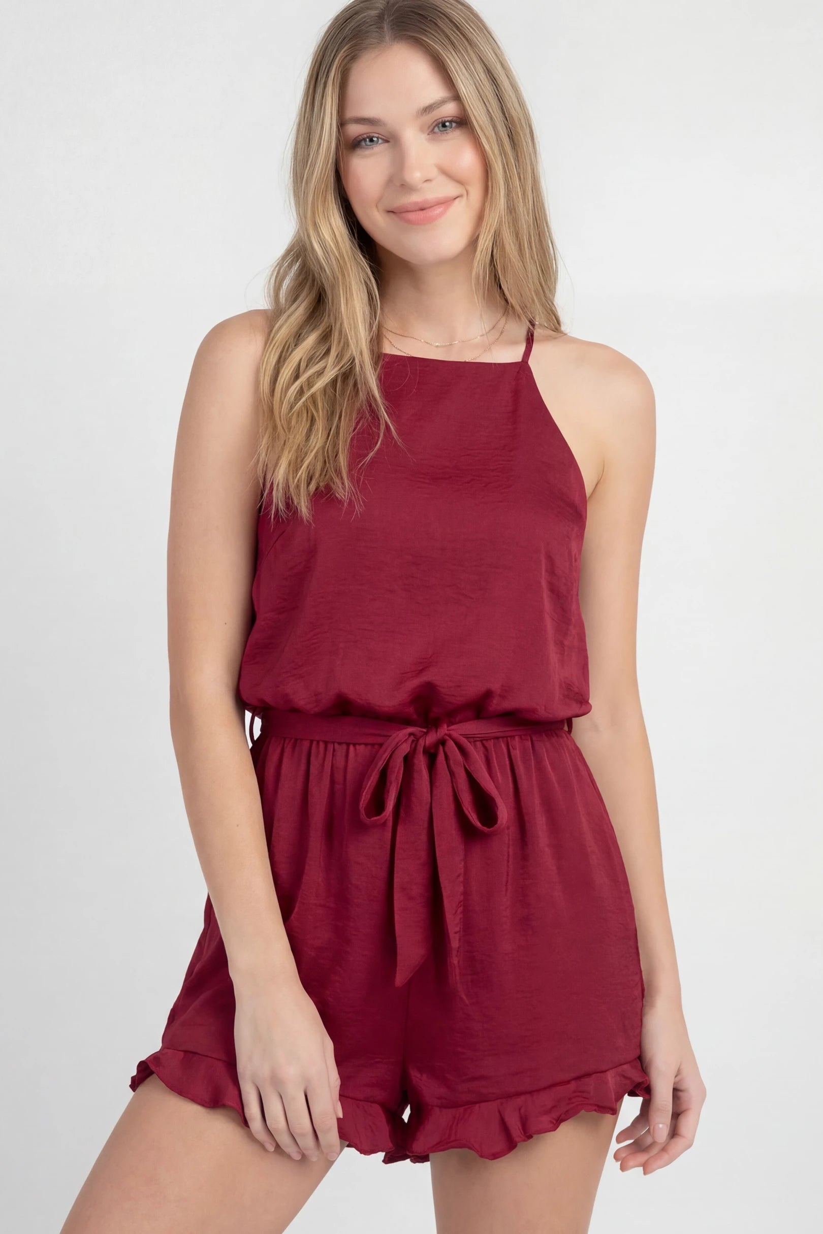 GAME DAY - SLEEVELESS SATIN ROMPER