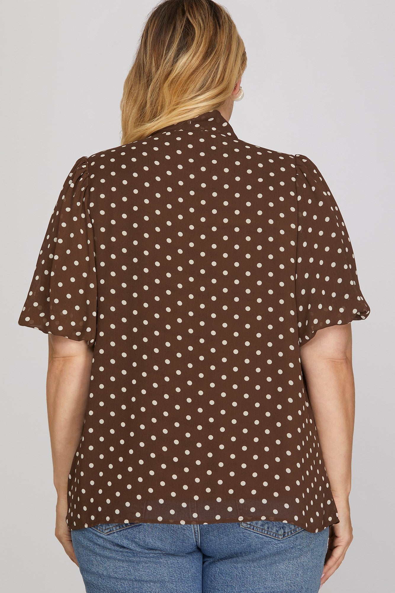PLUS - WOVEN POLKA DOT PRINT TOP