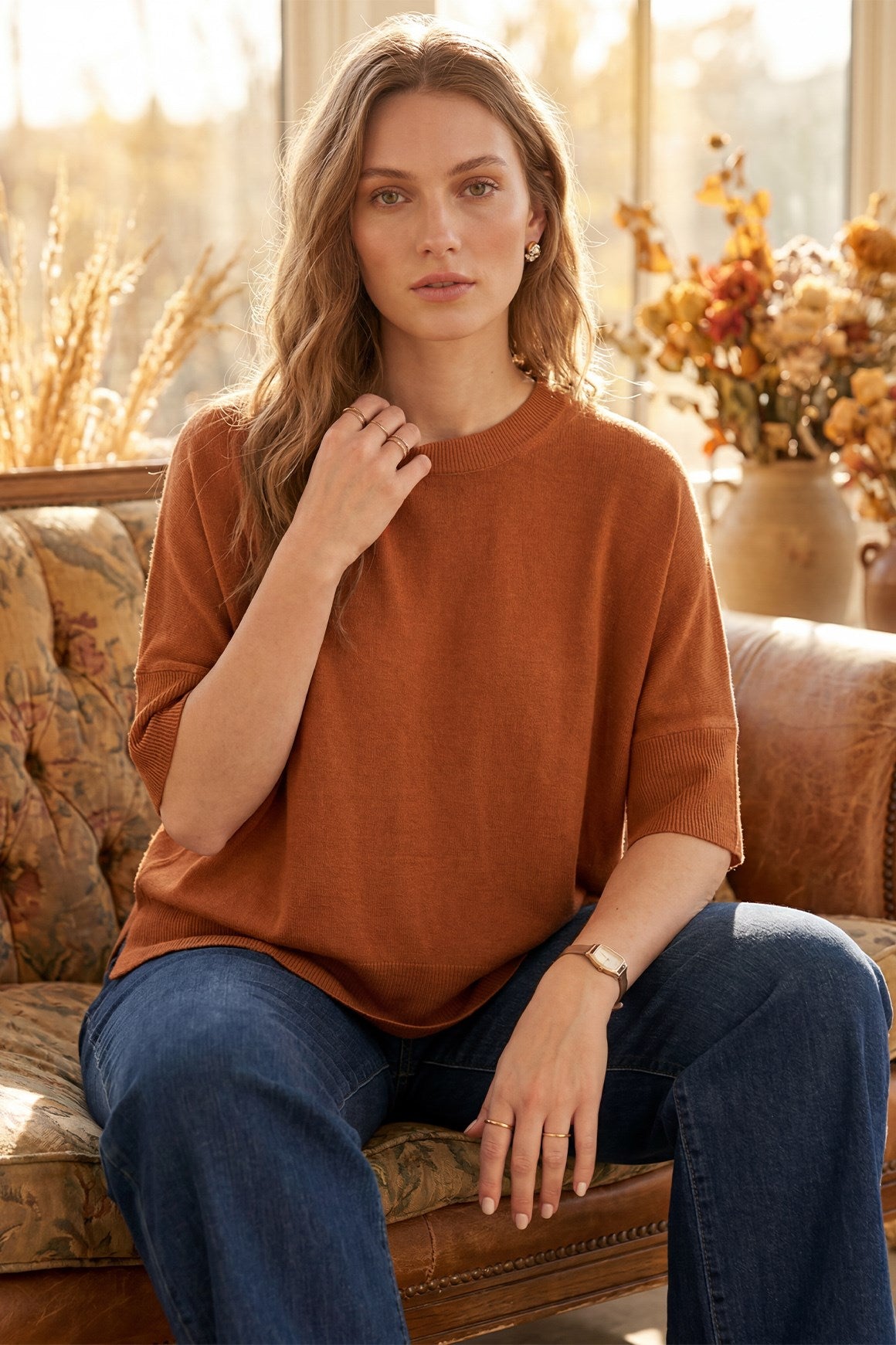 HALF SLEEVE OVERSIZED SWEATER