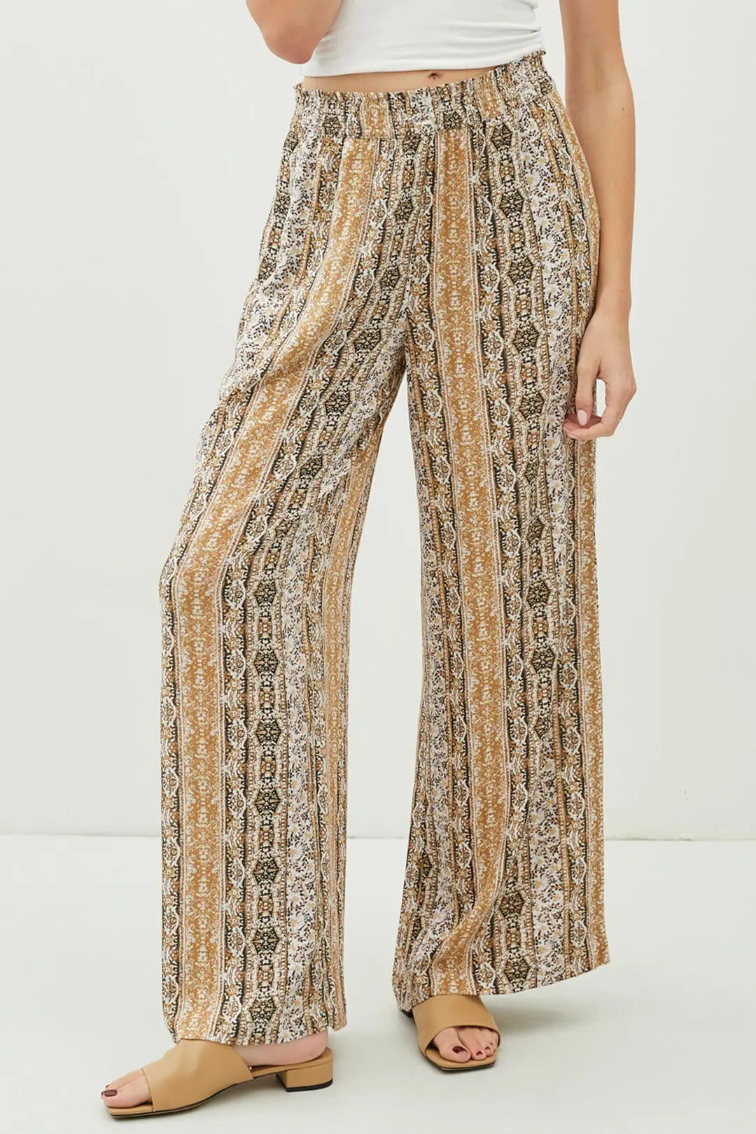 FLOWY BOHEM PRINTED WIDE LEG PANTS