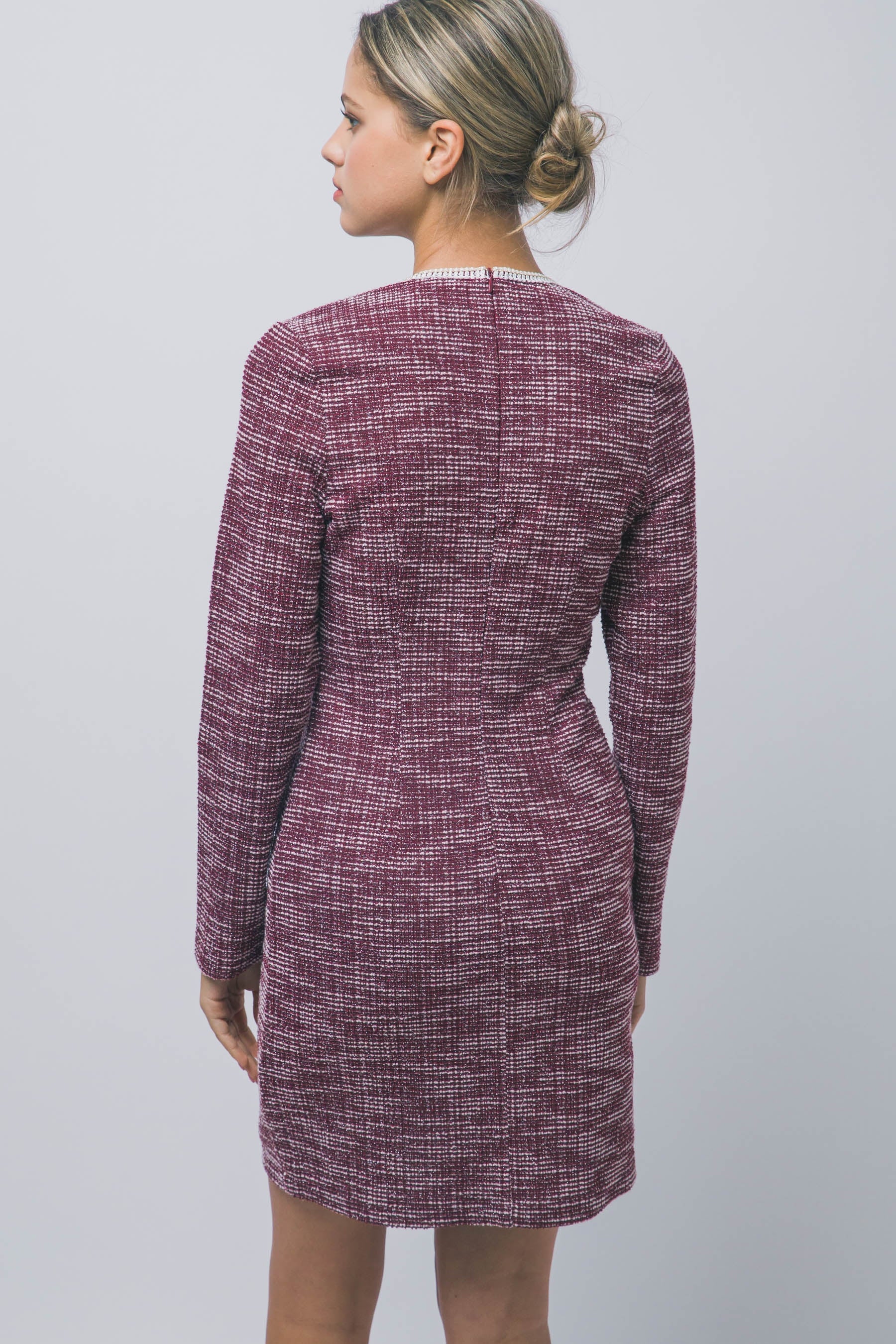 TWEED KNIT SHEATH MINI DRESS