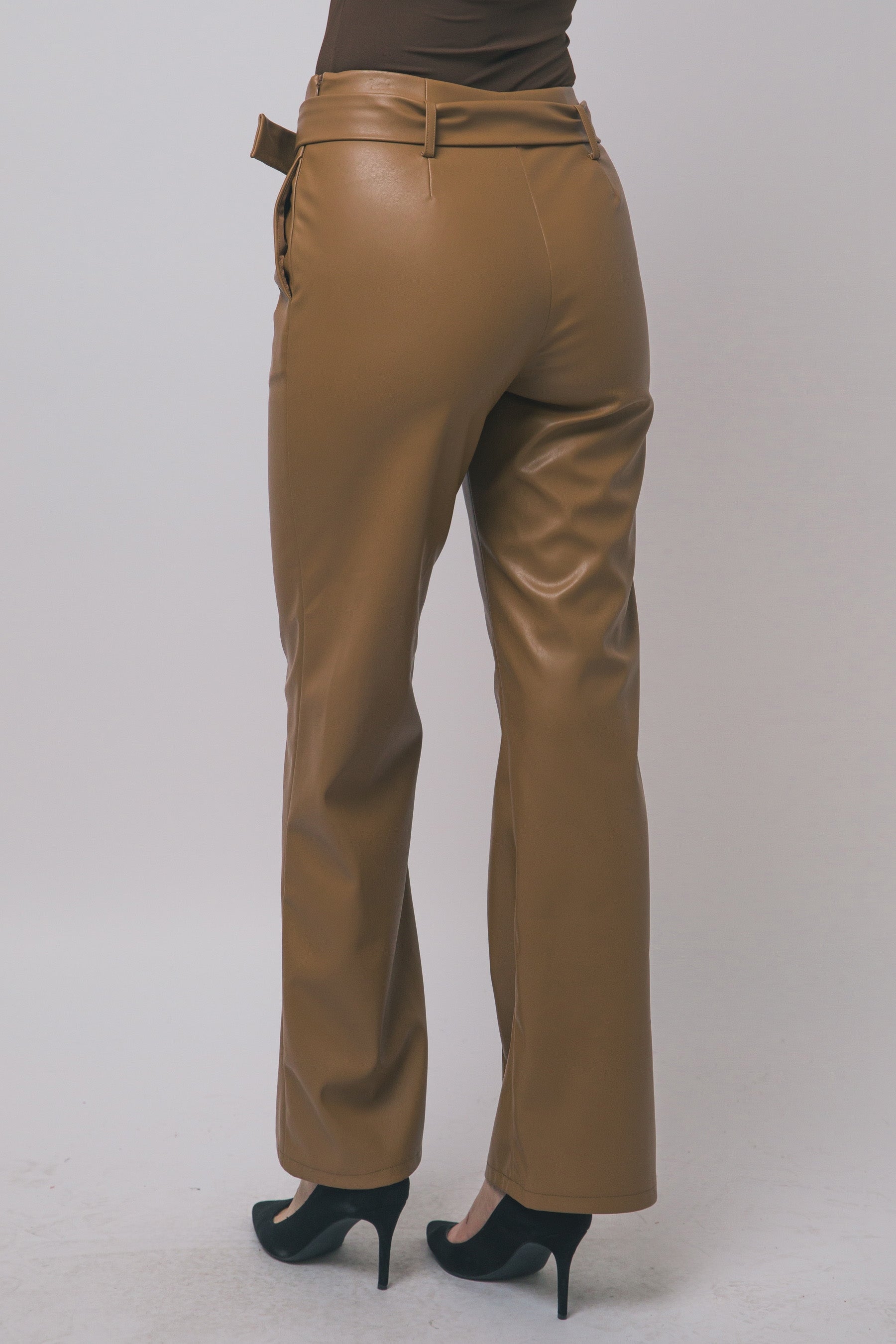 FAUX LEATHER STRAIGHT LEG PANTS