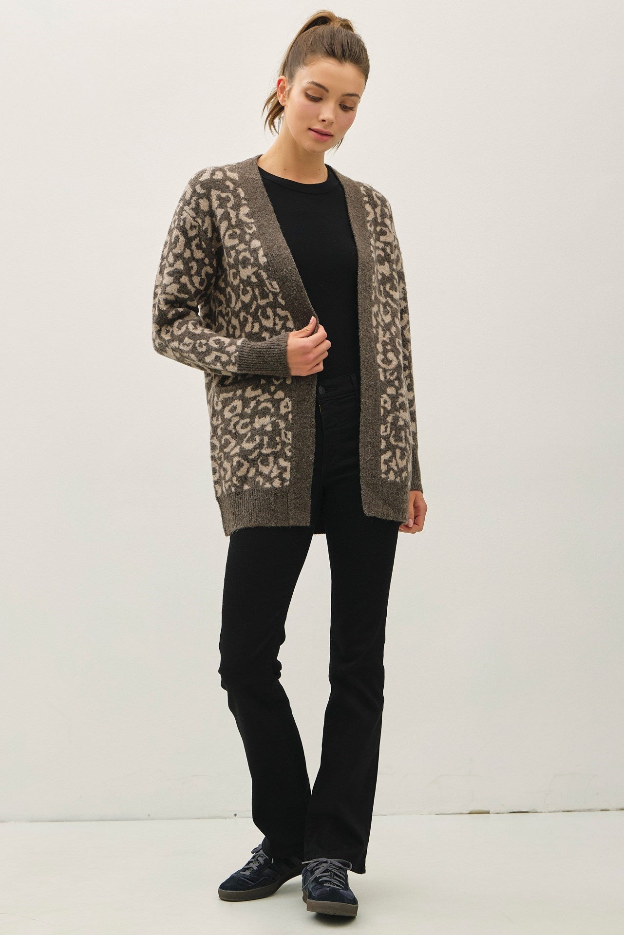 LEOPARD JAQUARD CARDIGAN