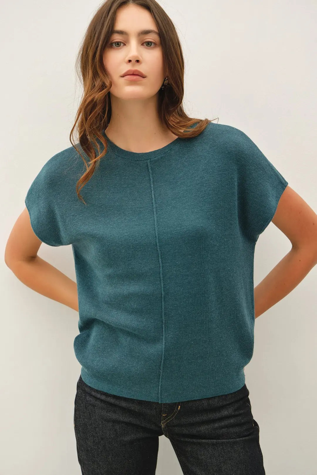 WOOL BLENDED SOLID SWEATER TOP