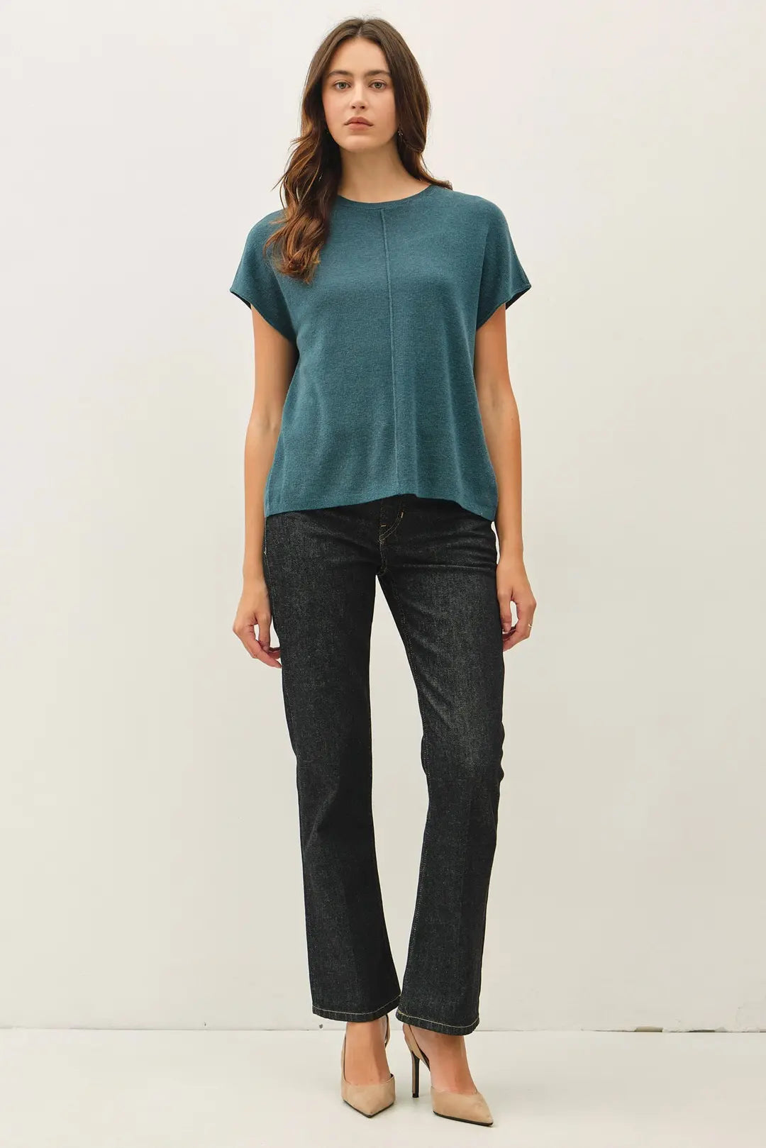 WOOL BLENDED SOLID SWEATER TOP
