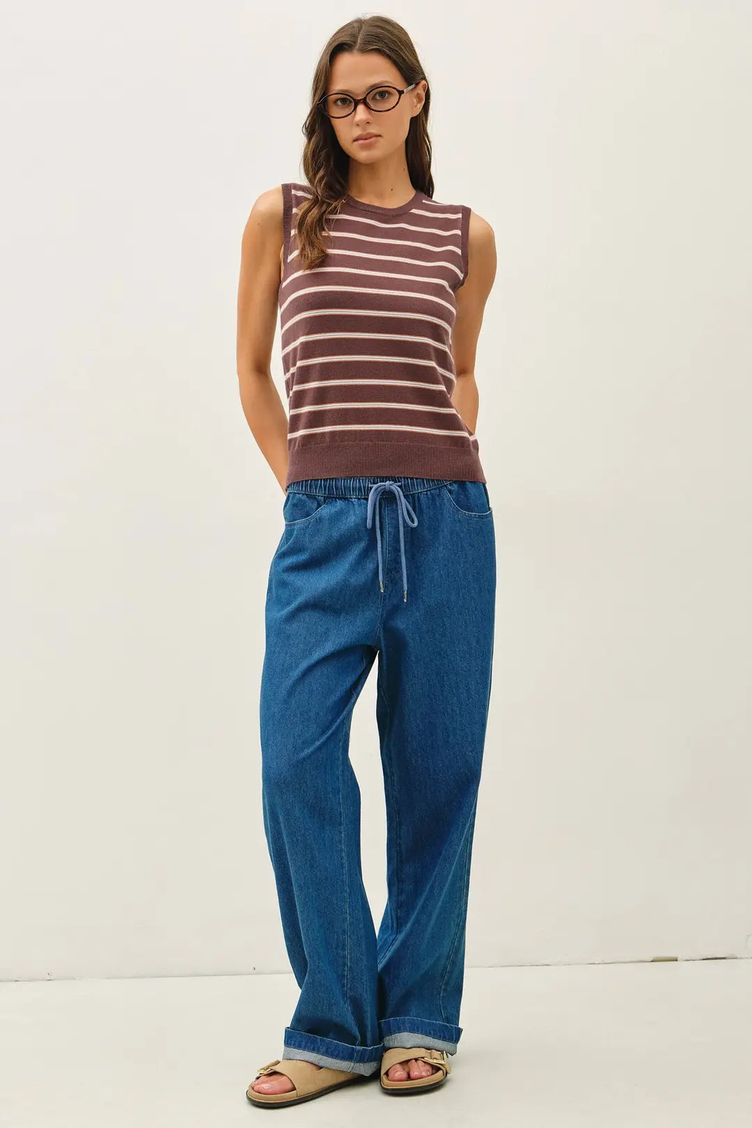 SCOTTIE MULTI STRIPED SWEATER TANK TOP
