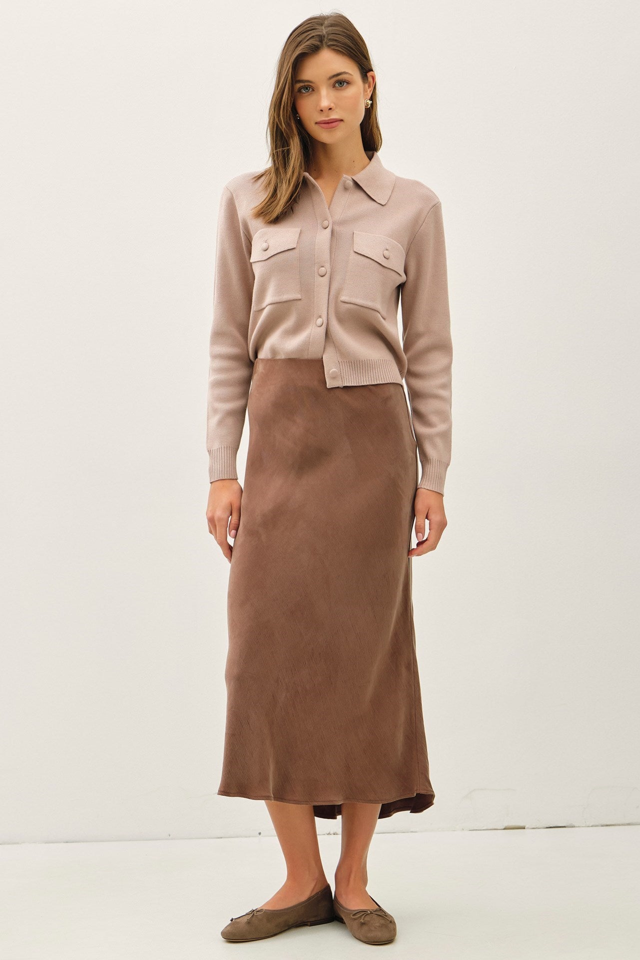 SUEDE FEEL MIDI SKIRT