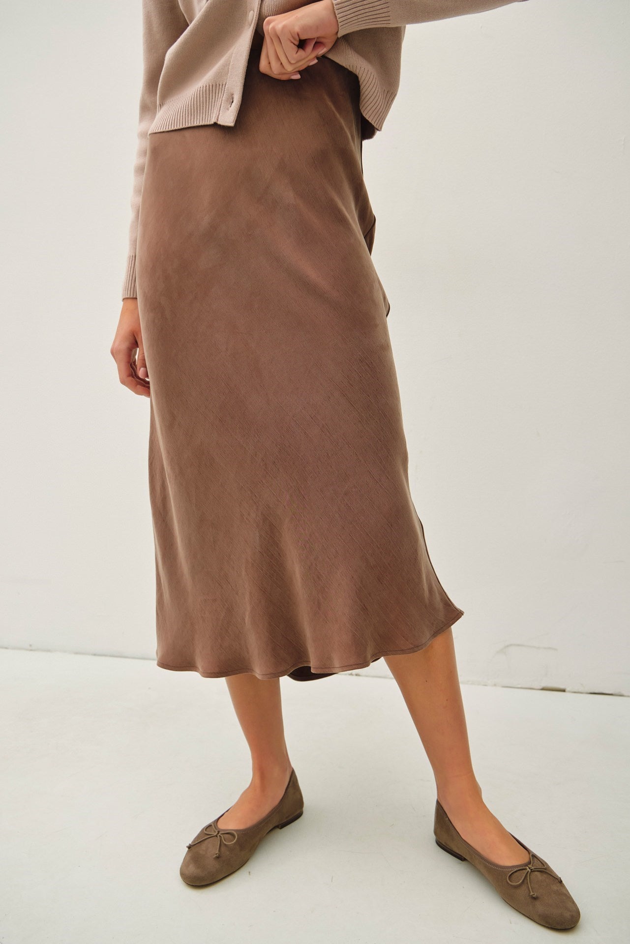 SUEDE FEEL MIDI SKIRT