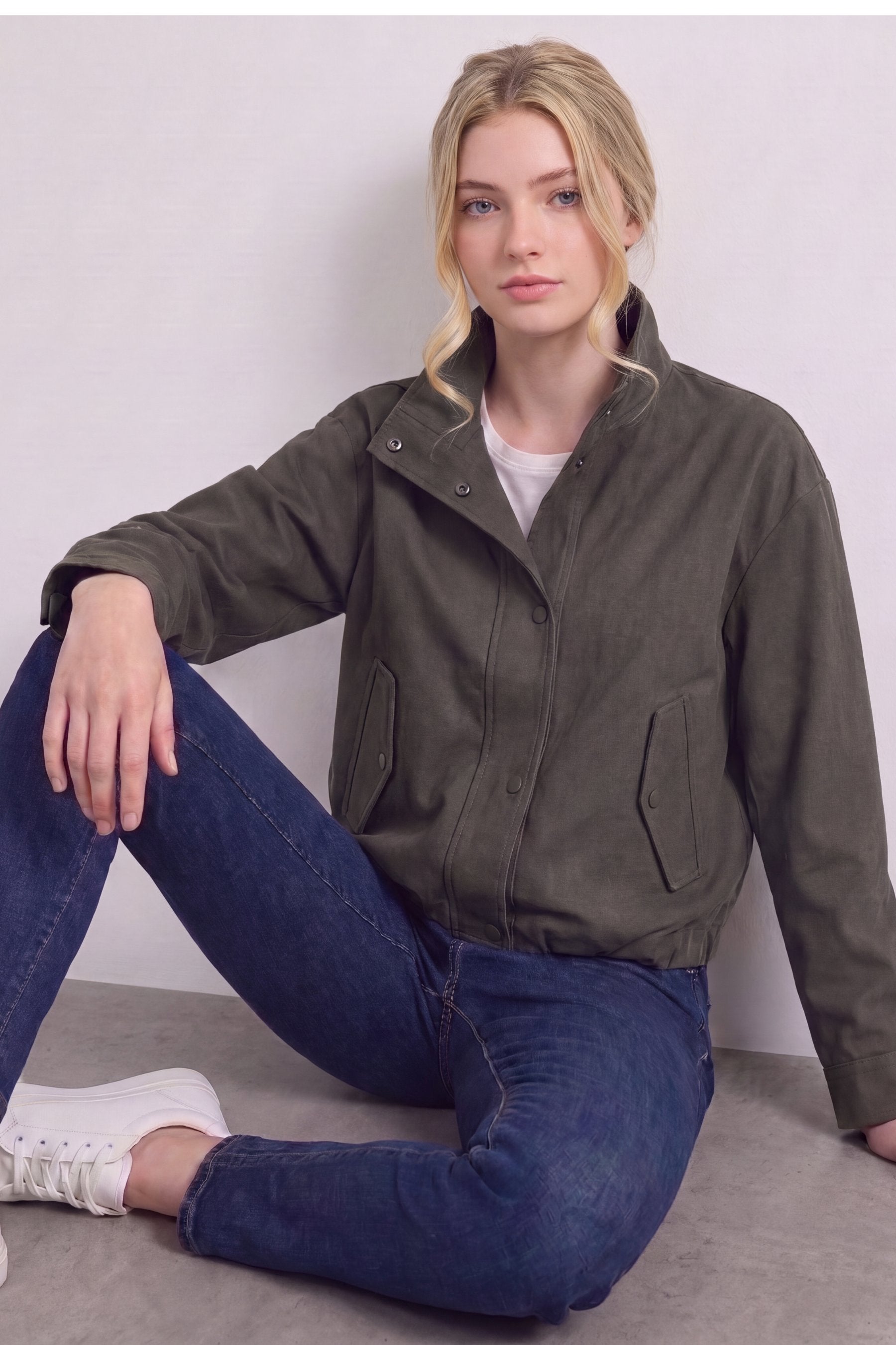 SOLID BUTTON DOWN JACKET