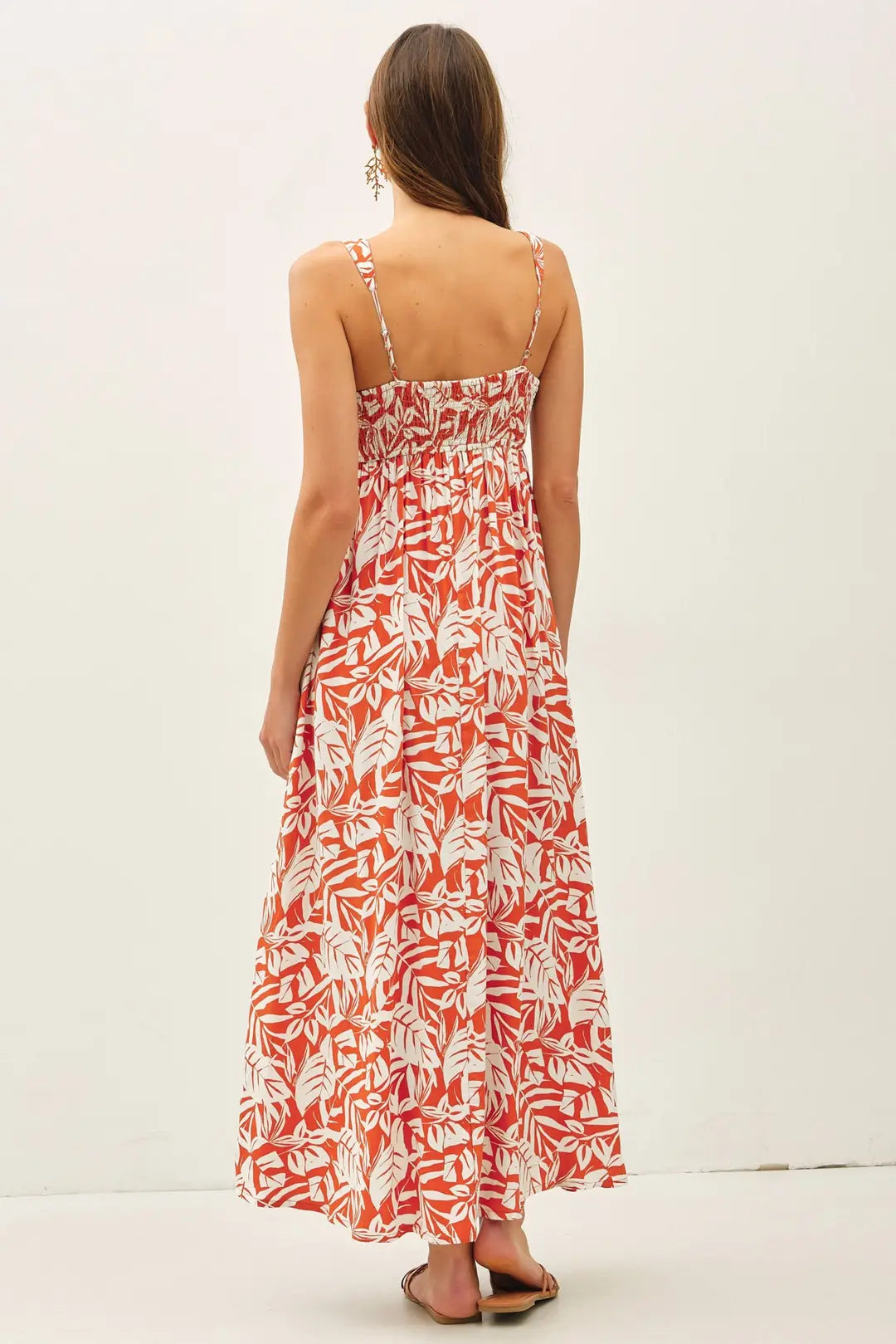 TROPICAL PRINT CUT OUT BACK MIDI DRESS