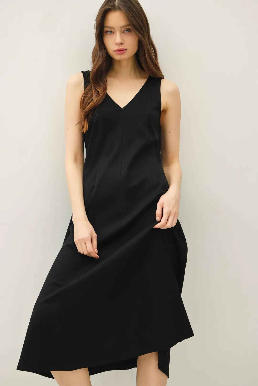 DOUBLE V NECK CASUAL 4 GORE DRESS