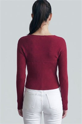 SOLIVE V NECK TWIST LOOK SWEATSHIRT