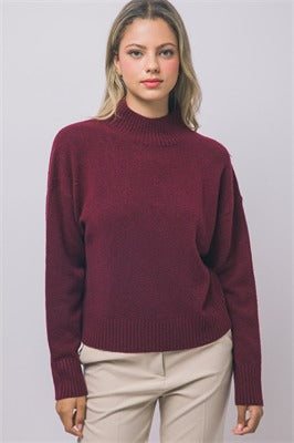 MOCK NECK SLOUCHY KNIT SWEATER