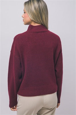 MOCK NECK SLOUCHY KNIT SWEATER