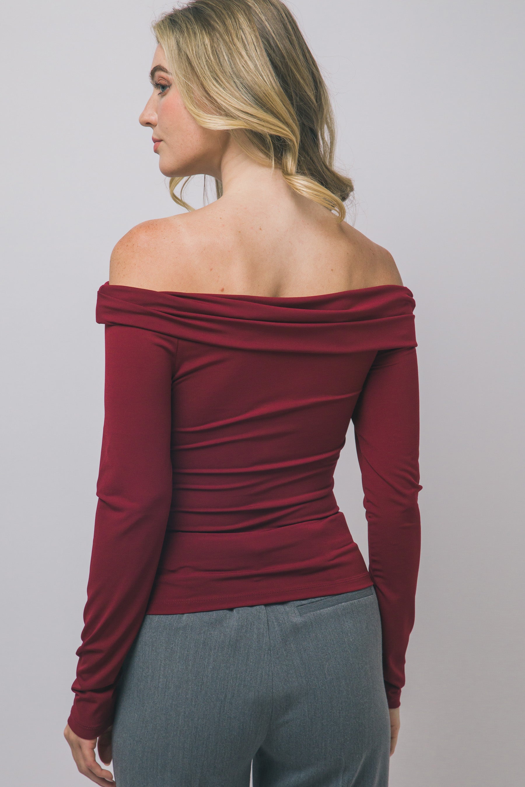 JERSEY OFF SHOULDER SOLID TOP