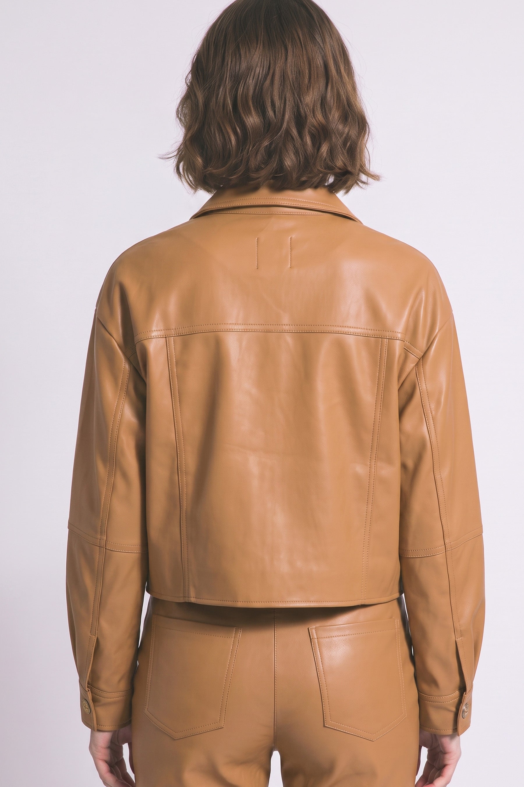 CROPPED FAUX LEATHER JACKET