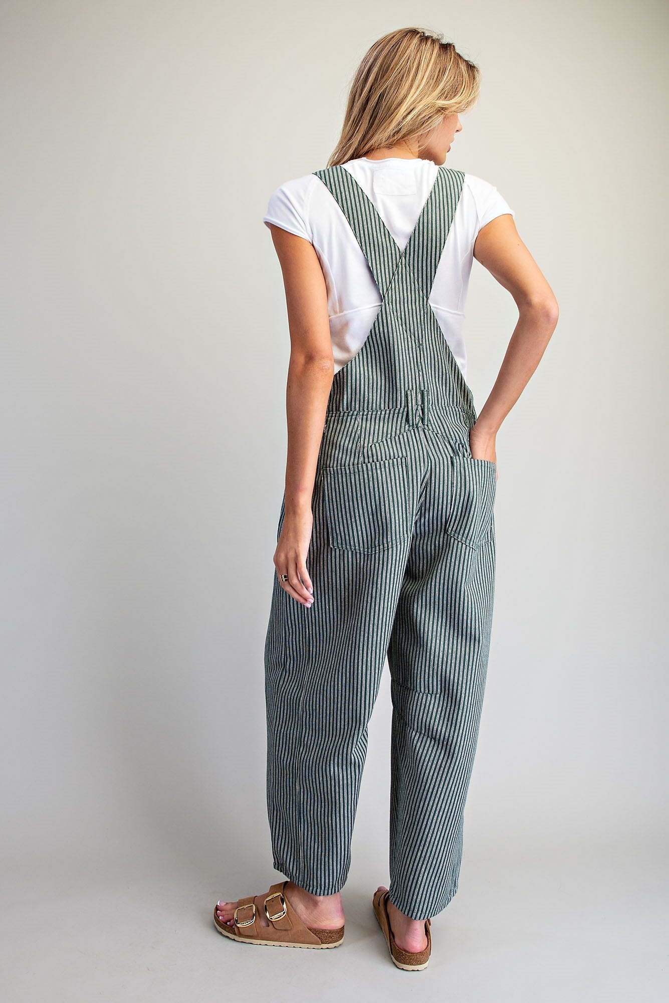 STRIPED ADJUSTABLE STRAP JUMPSUIT