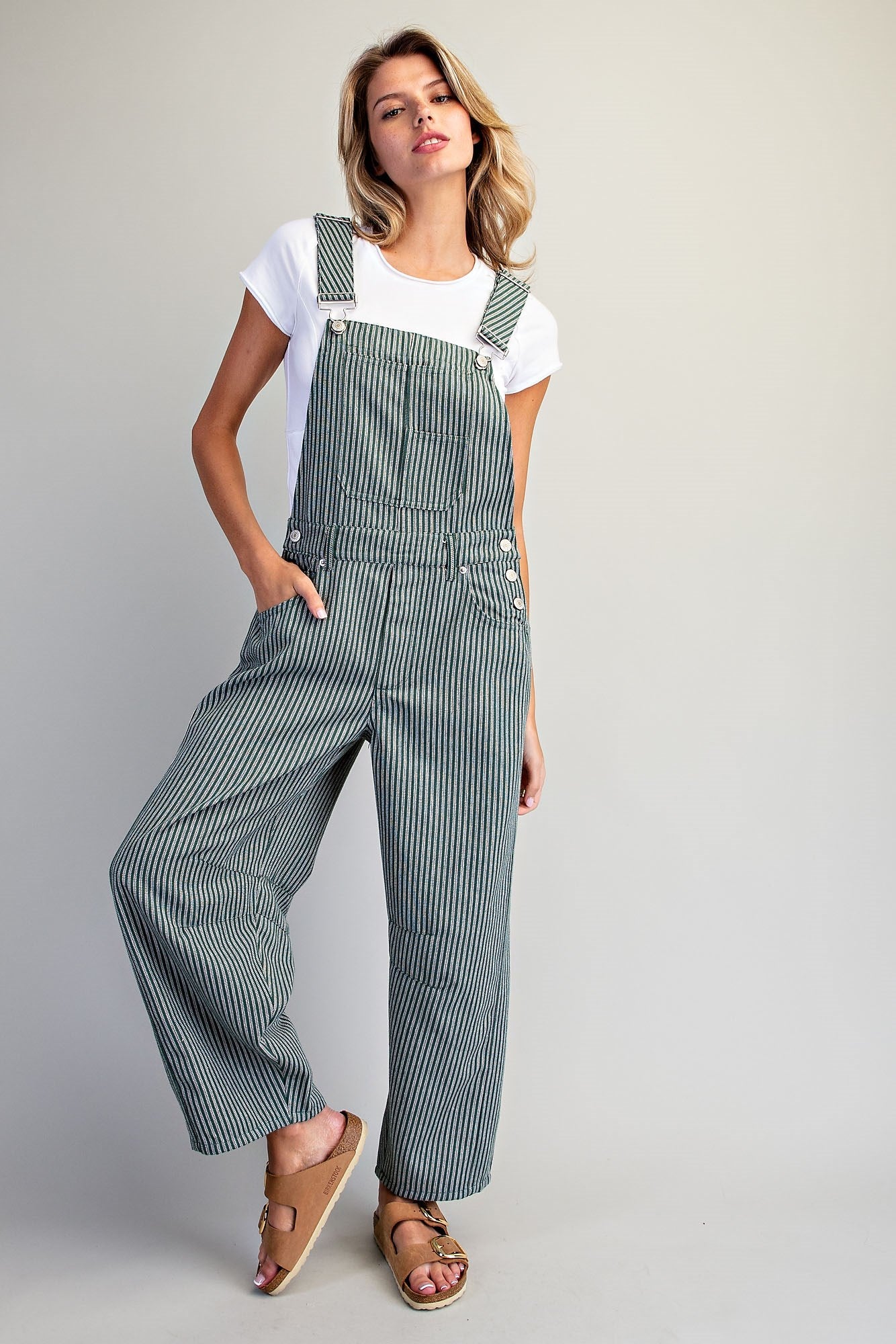 STRIPED ADJUSTABLE STRAP JUMPSUIT