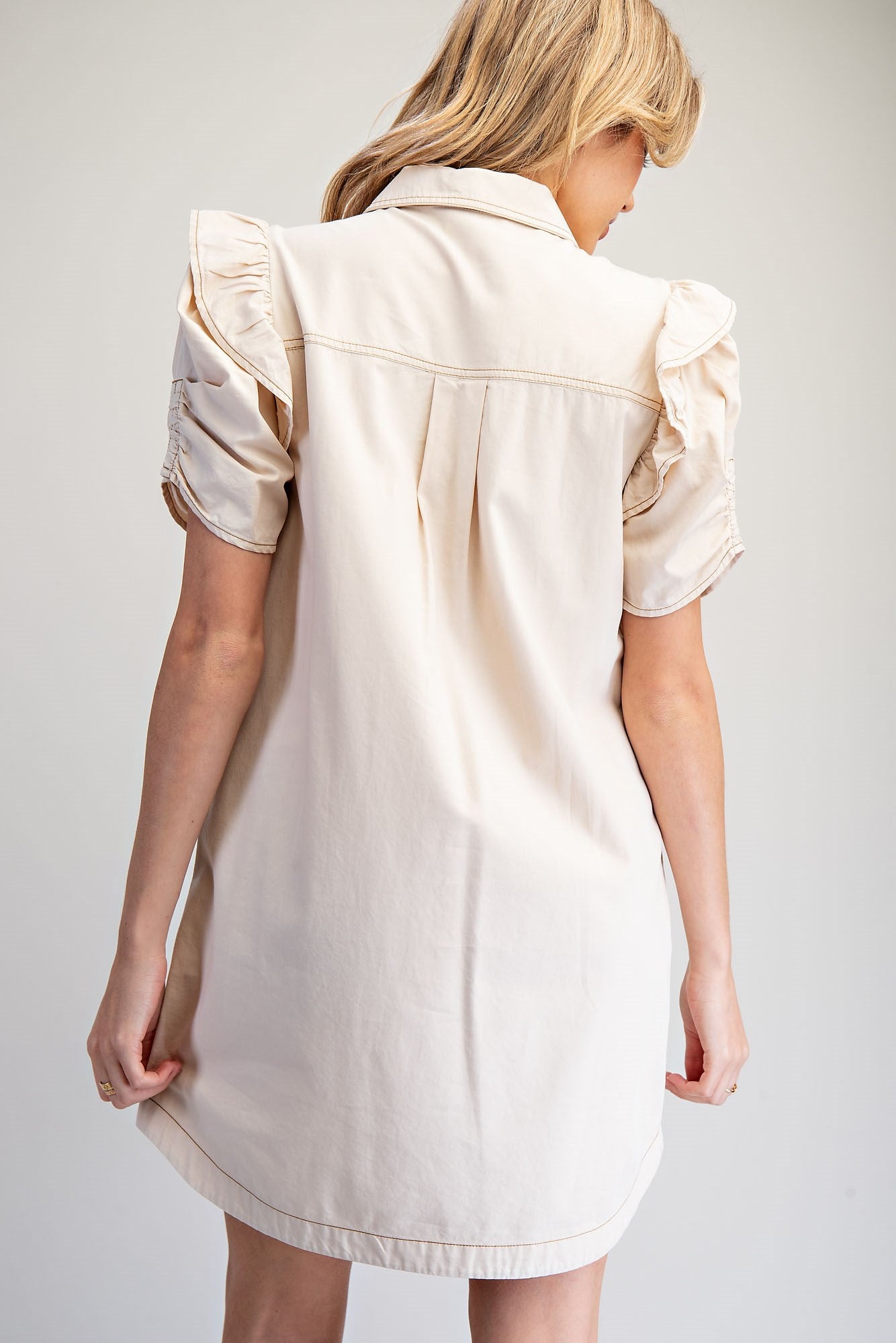 MINERAL WASHED BUTTON DOWN MINI DRESS