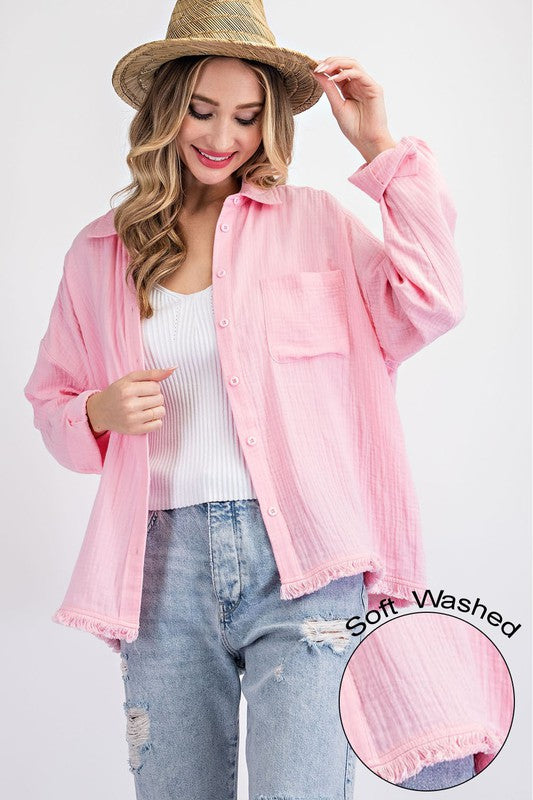 ROW EDGE HEM WASHED SHIRT