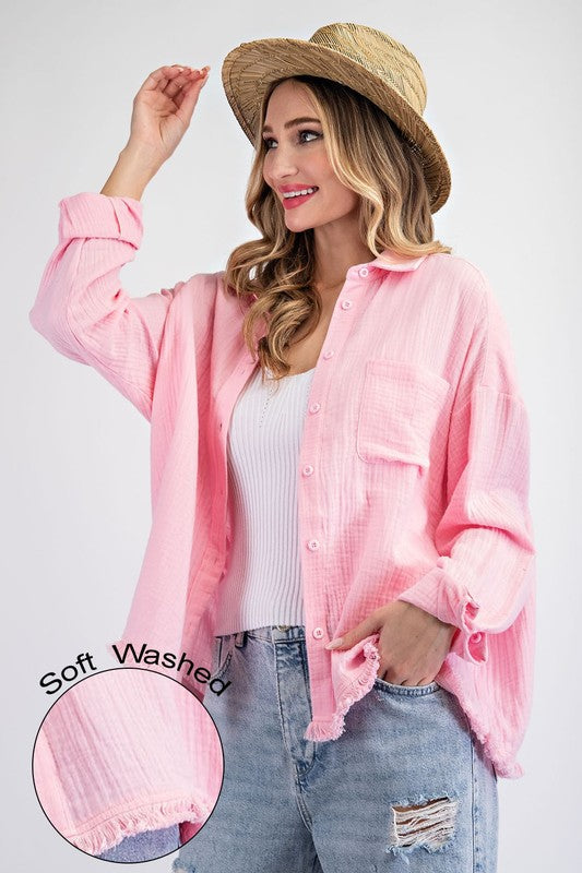 ROW EDGE HEM WASHED SHIRT