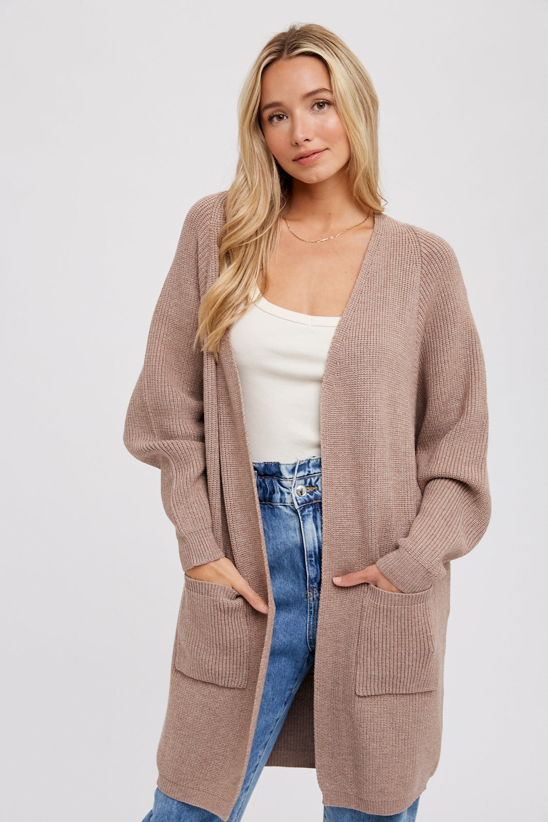 OPEN FRONT LONG SLEEVE CARDIGAN