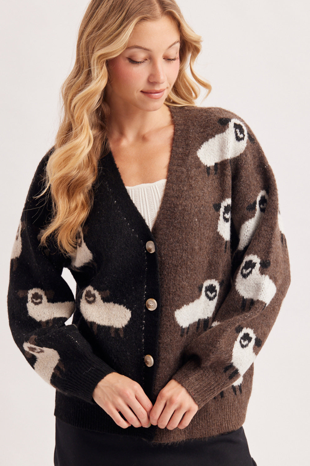 BABY SHEEP TWO TONED CARDIGAN