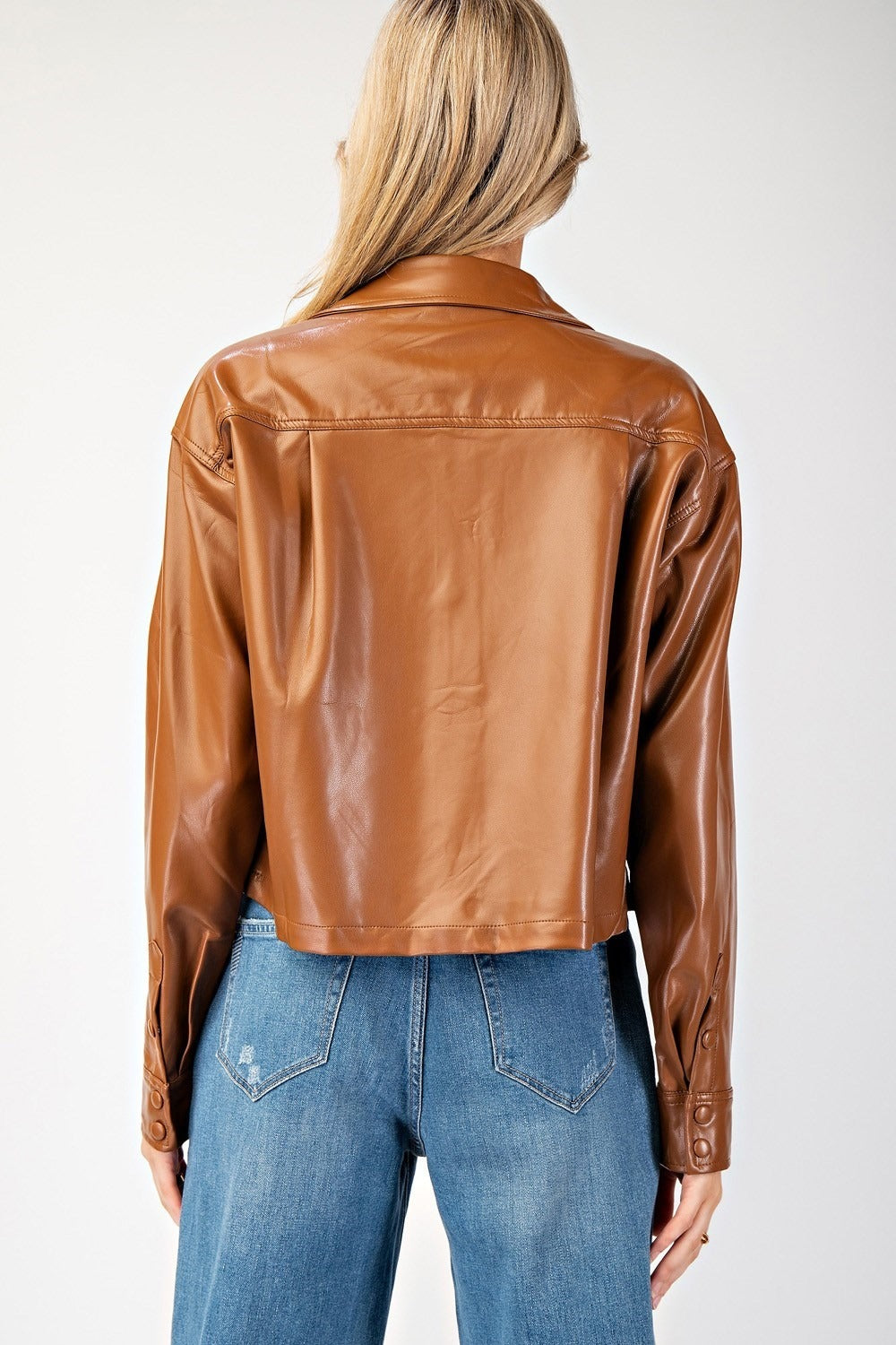 CROPPED PLEATHER JACKET