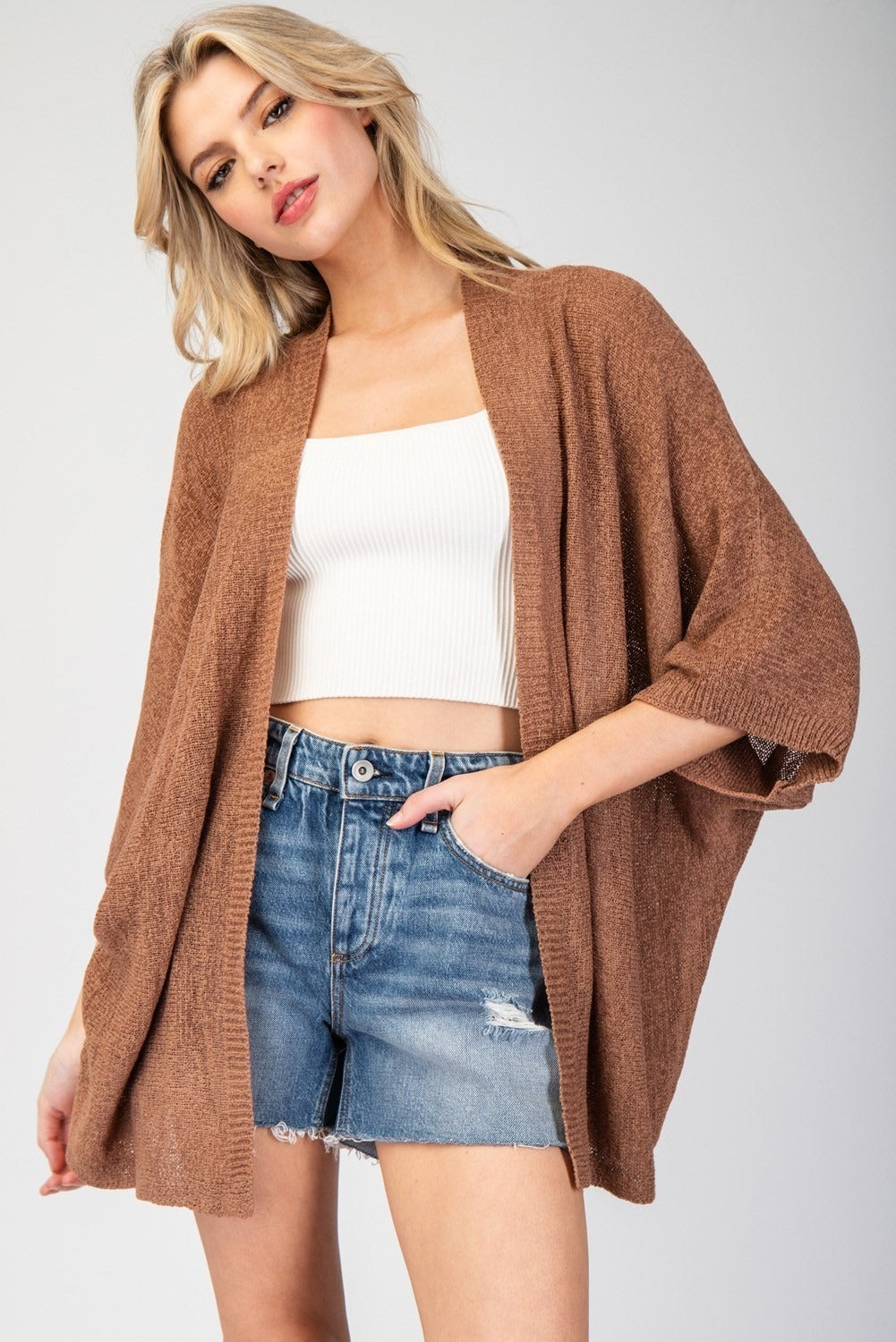 DOLMAN SHORT SLEEVE CARDIGAN