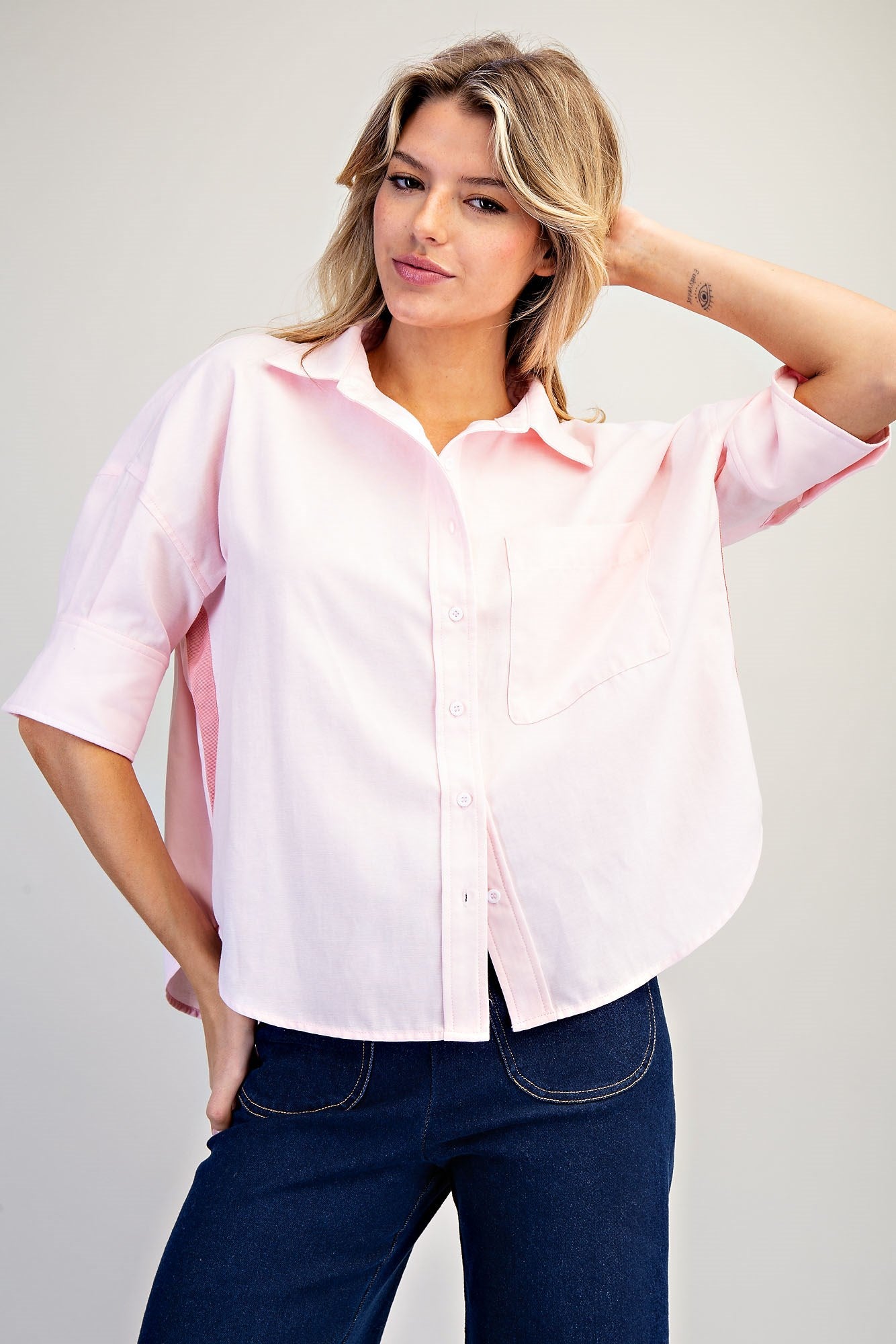 CONTRAST STRIPE DETAILING BUTTON DOWN SHIRT