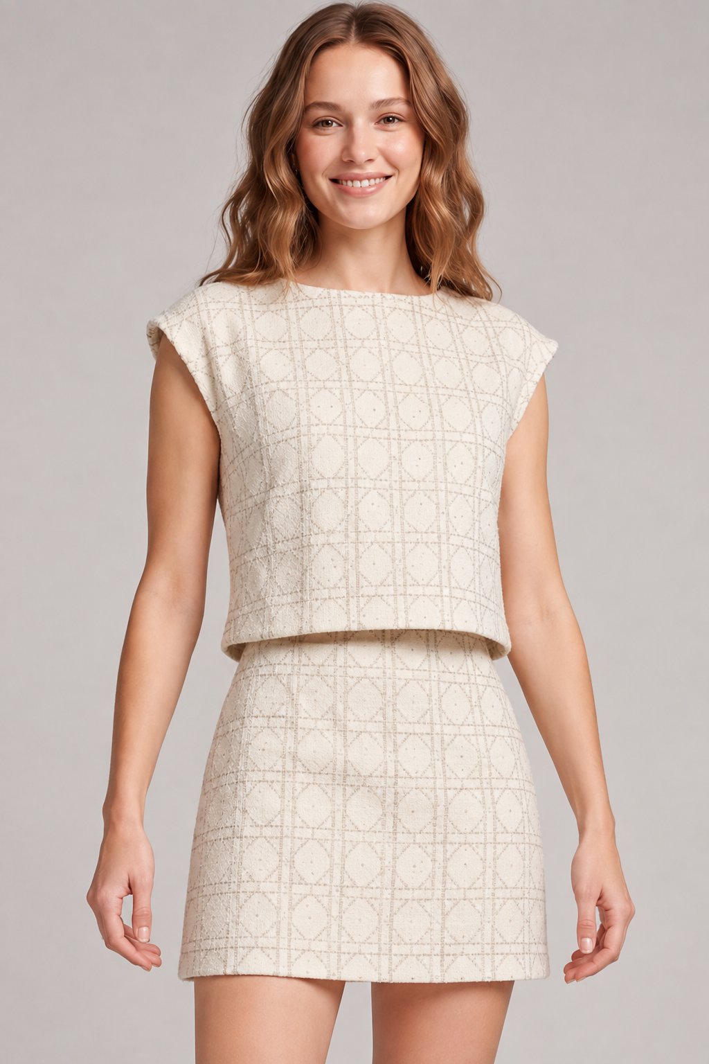 DROP SHOULDER TWEED TOP