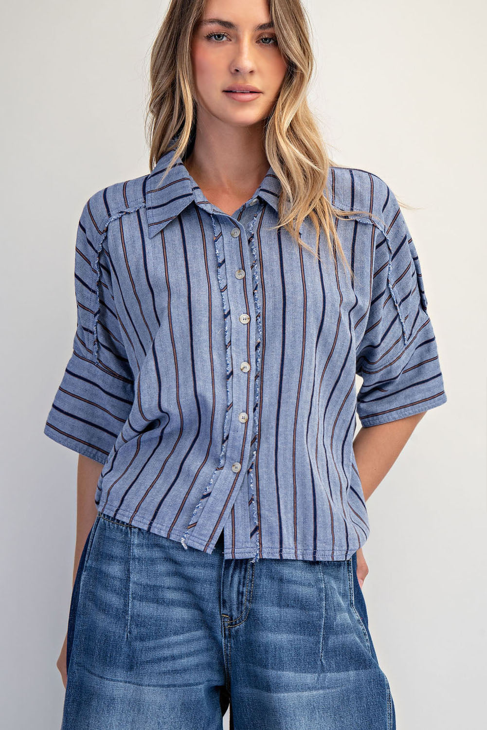 SEASIDE COTTON STRIPE SHIRT