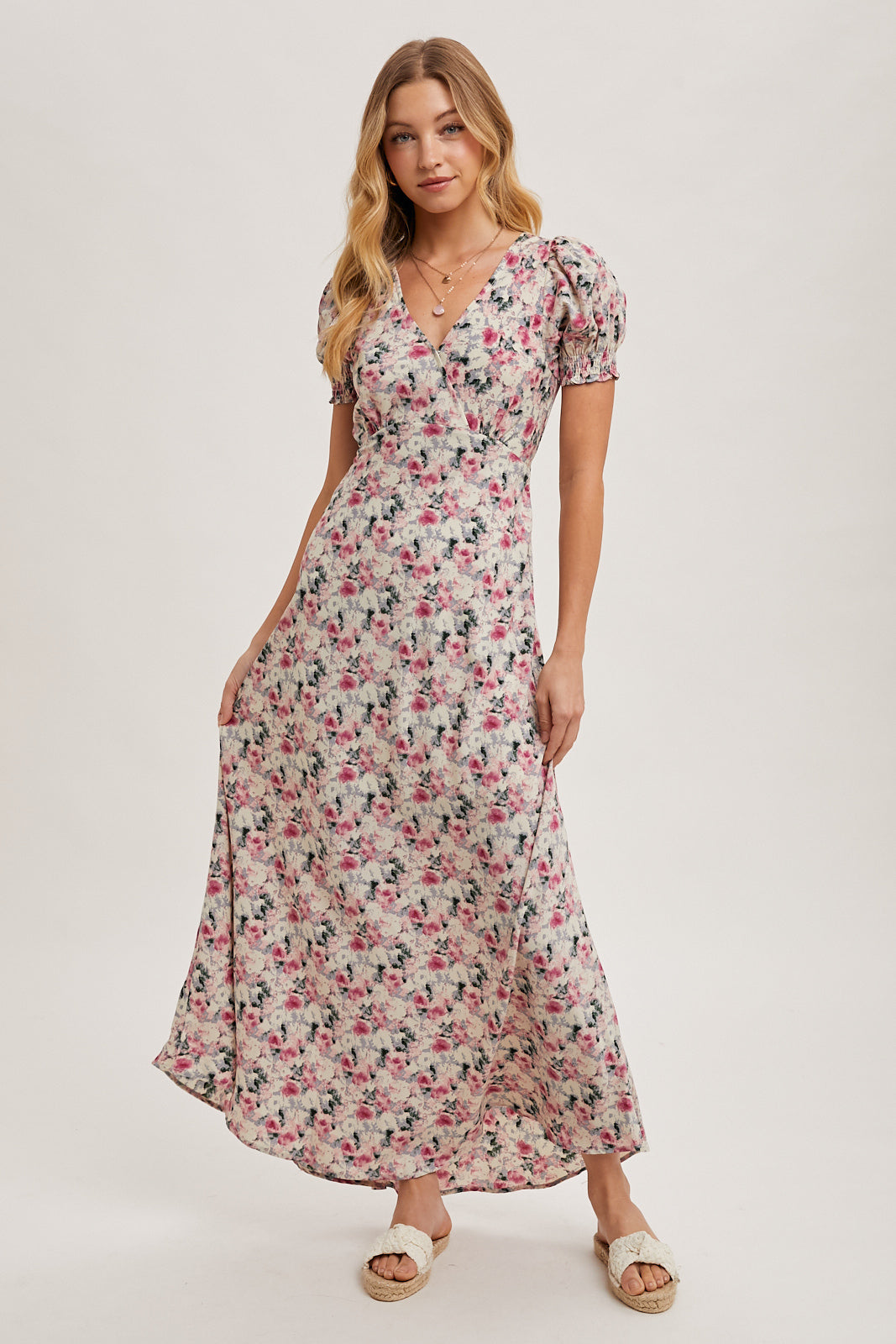FLORAL PRINTED WRAP MAXI SUN DRESS