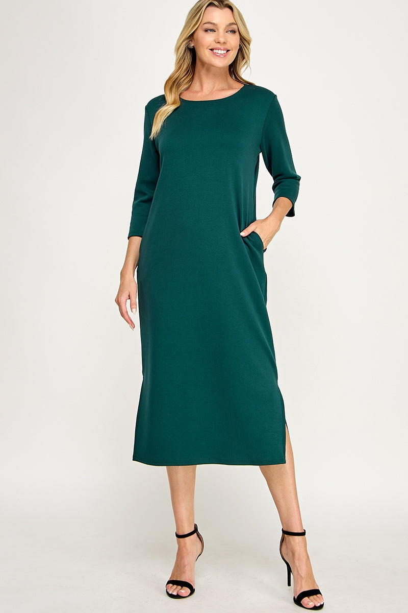MODAL SCUBA SOLID MIDI DRESS
