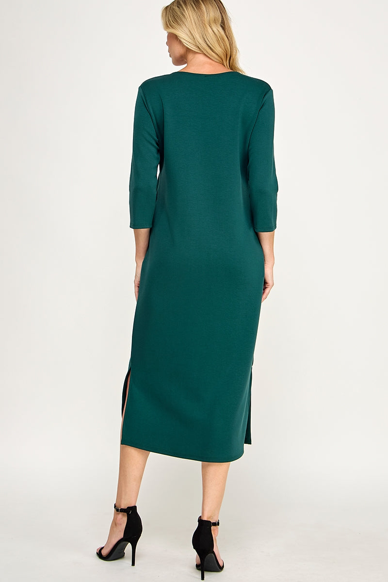 MODAL SCUBA SOLID MIDI DRESS