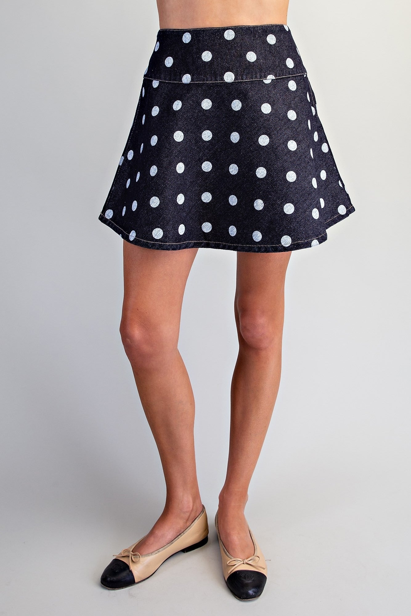 MINERAL WASHED POLKA DOT MINI SKIRT