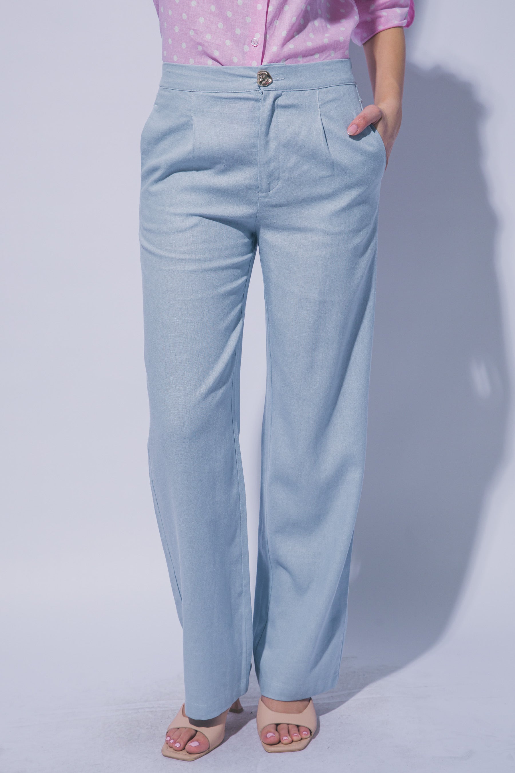 HIGH WAISTED SOLID LINEN PANTS