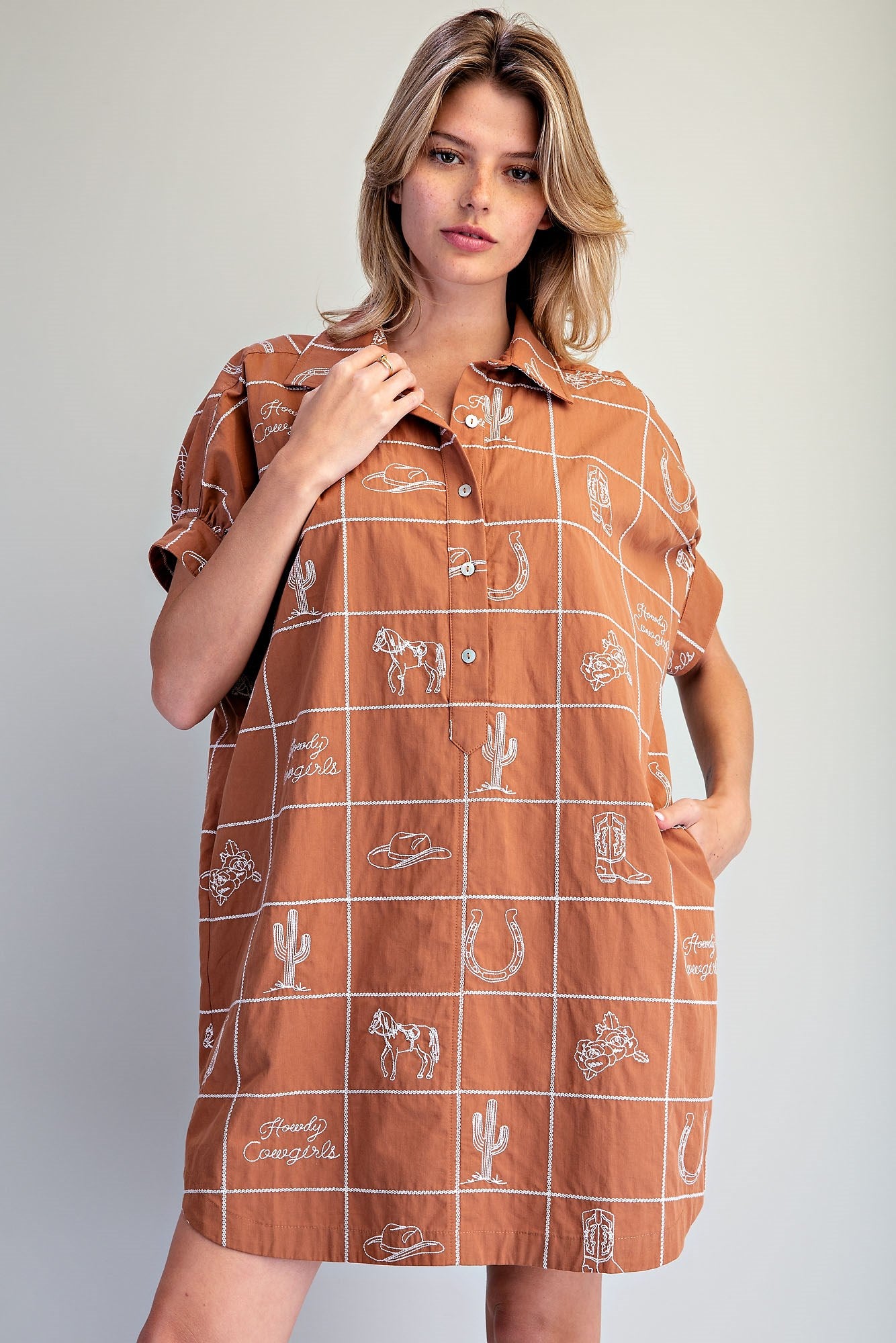 WESTERN INSPIRED MINI SHIRT DRESS