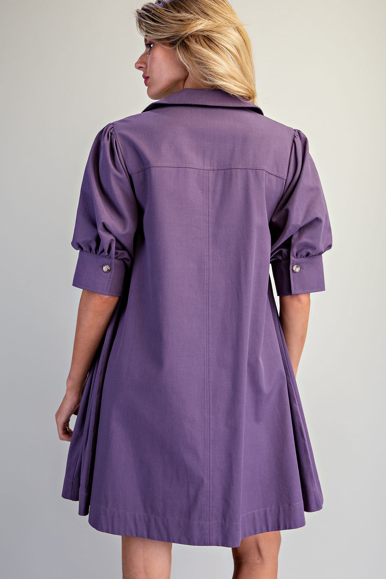 COLLARED SPLIT NECK MINI DRESS