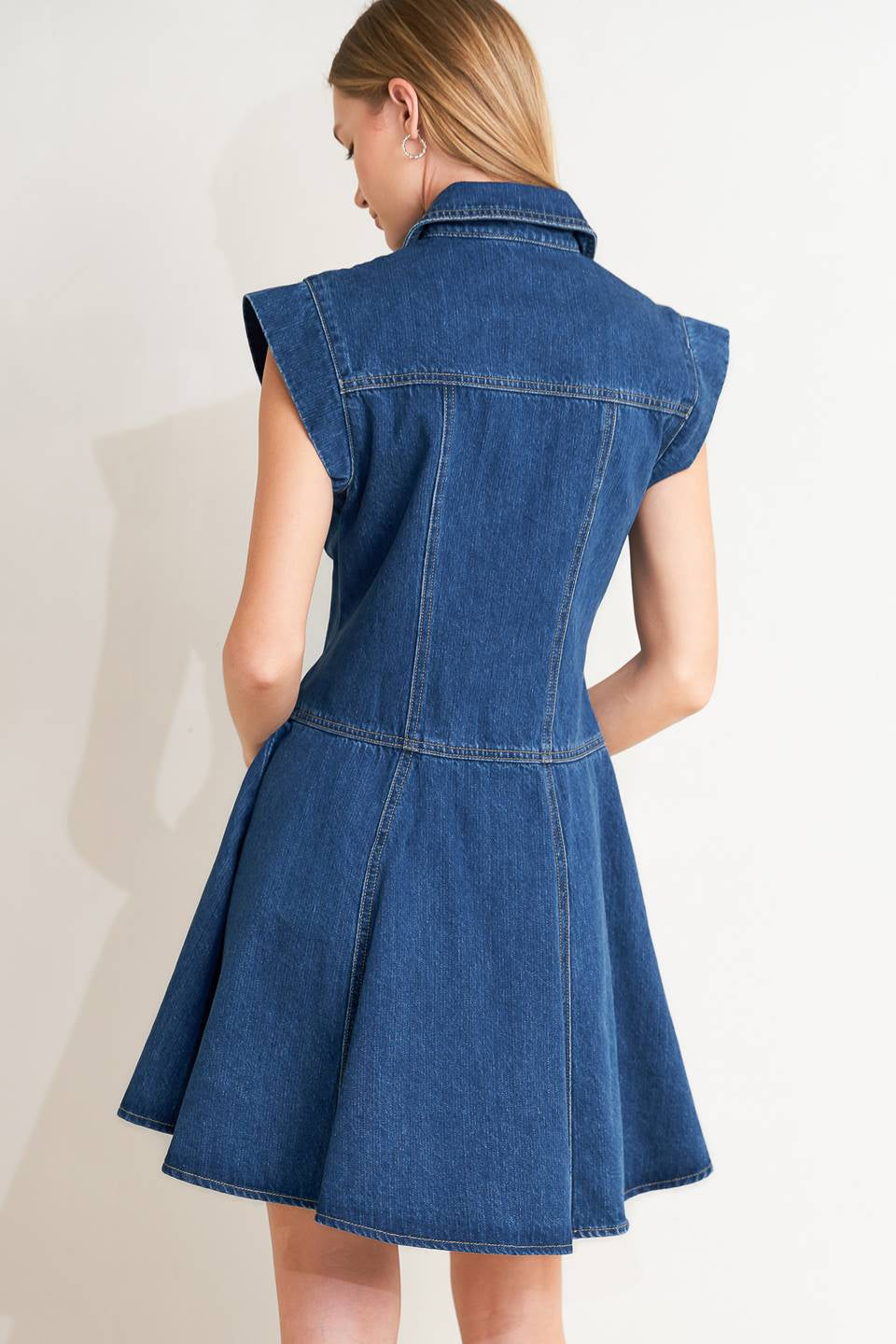 WASHED DENIM MINI DRESS