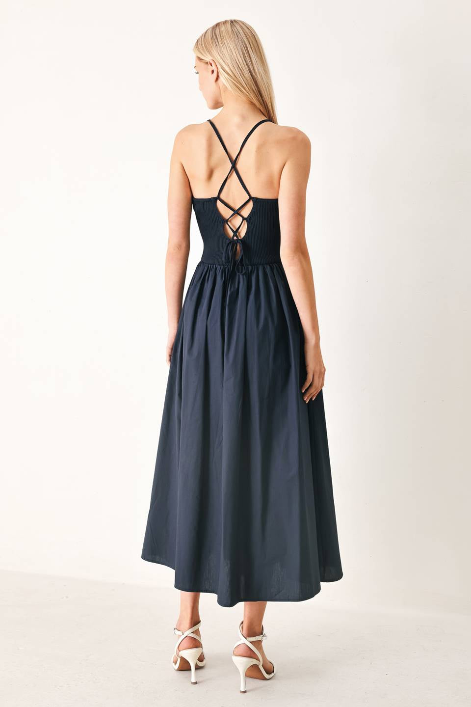 SOLID WOVEN MIDI DRESS