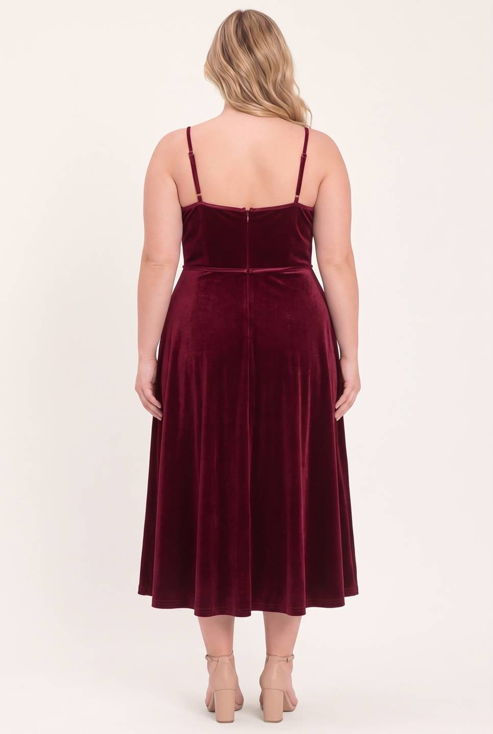 PLUS - SOLID VELVET MIDI DRESS