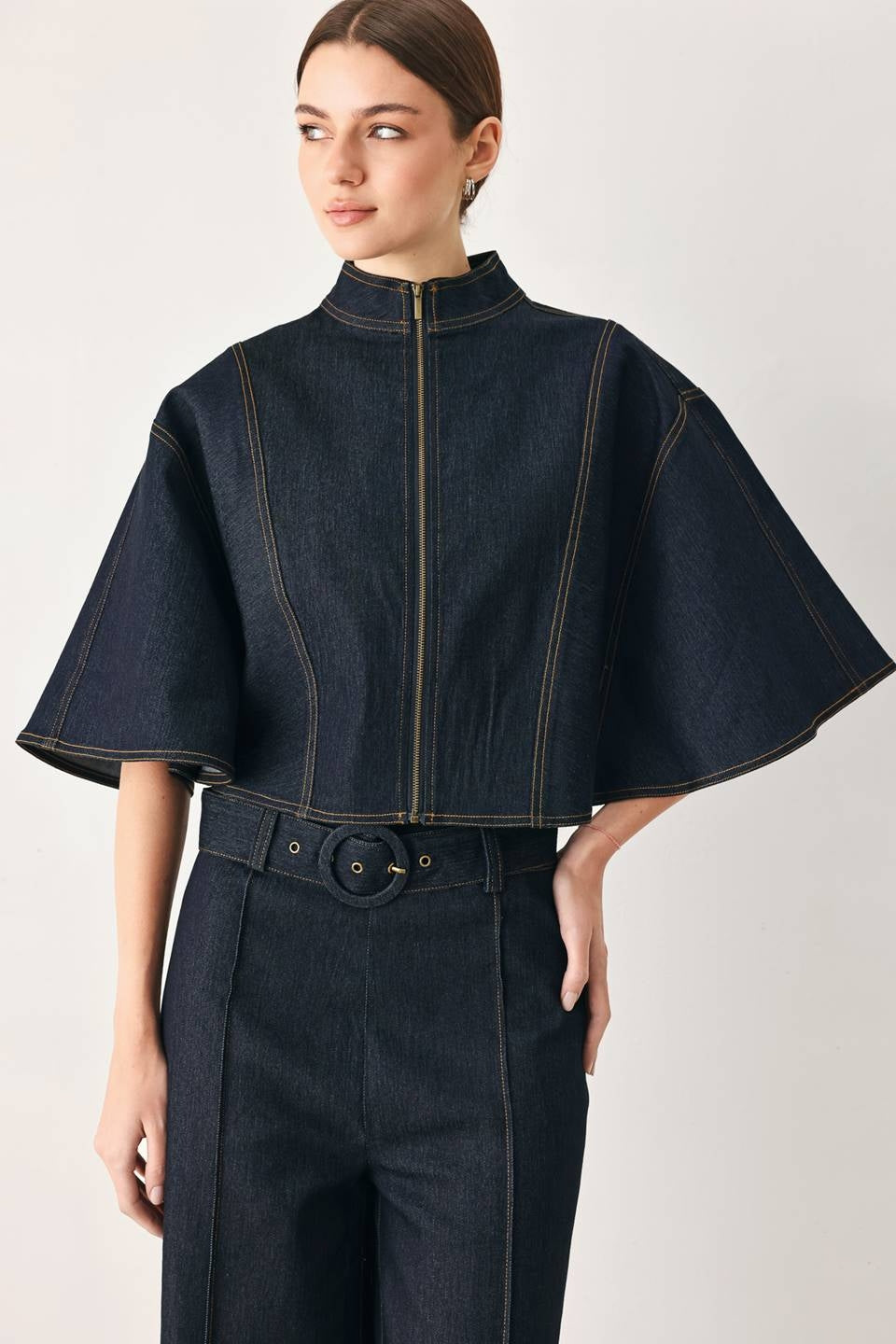 DENIM CAPELET TOP