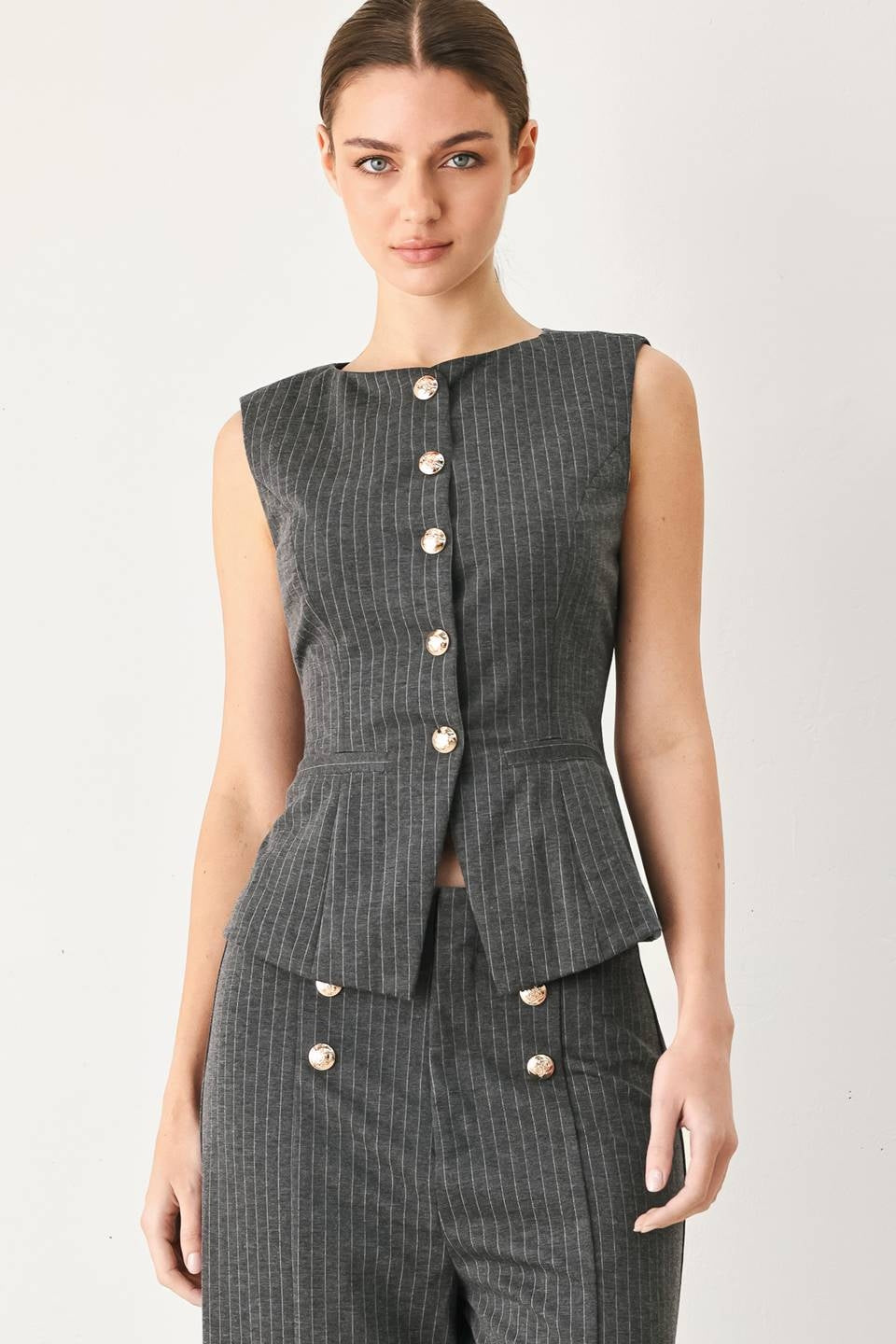 STRETCH WOVEN STRIPE VEST